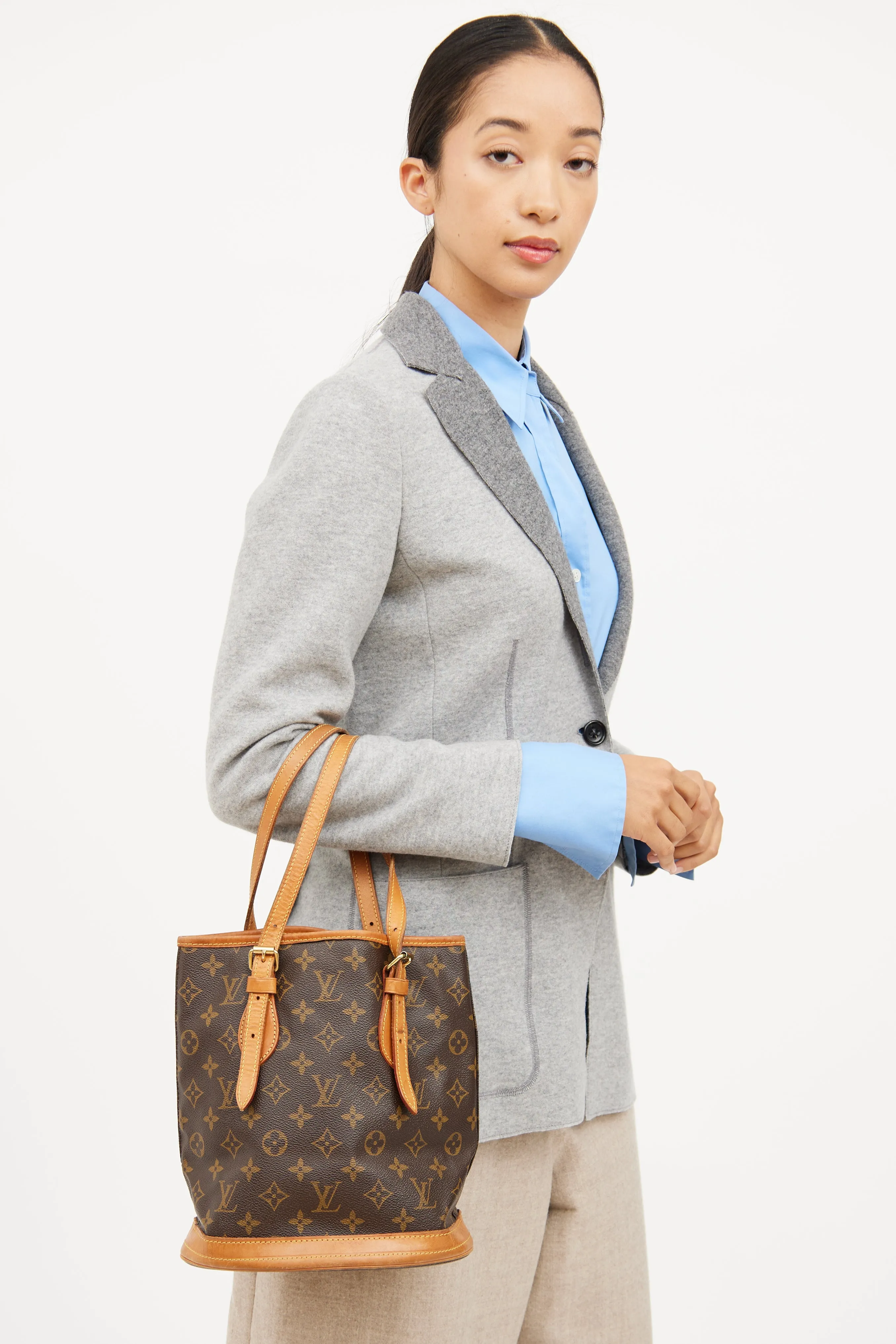1993 Brown Monogram Petit Bucket Bag