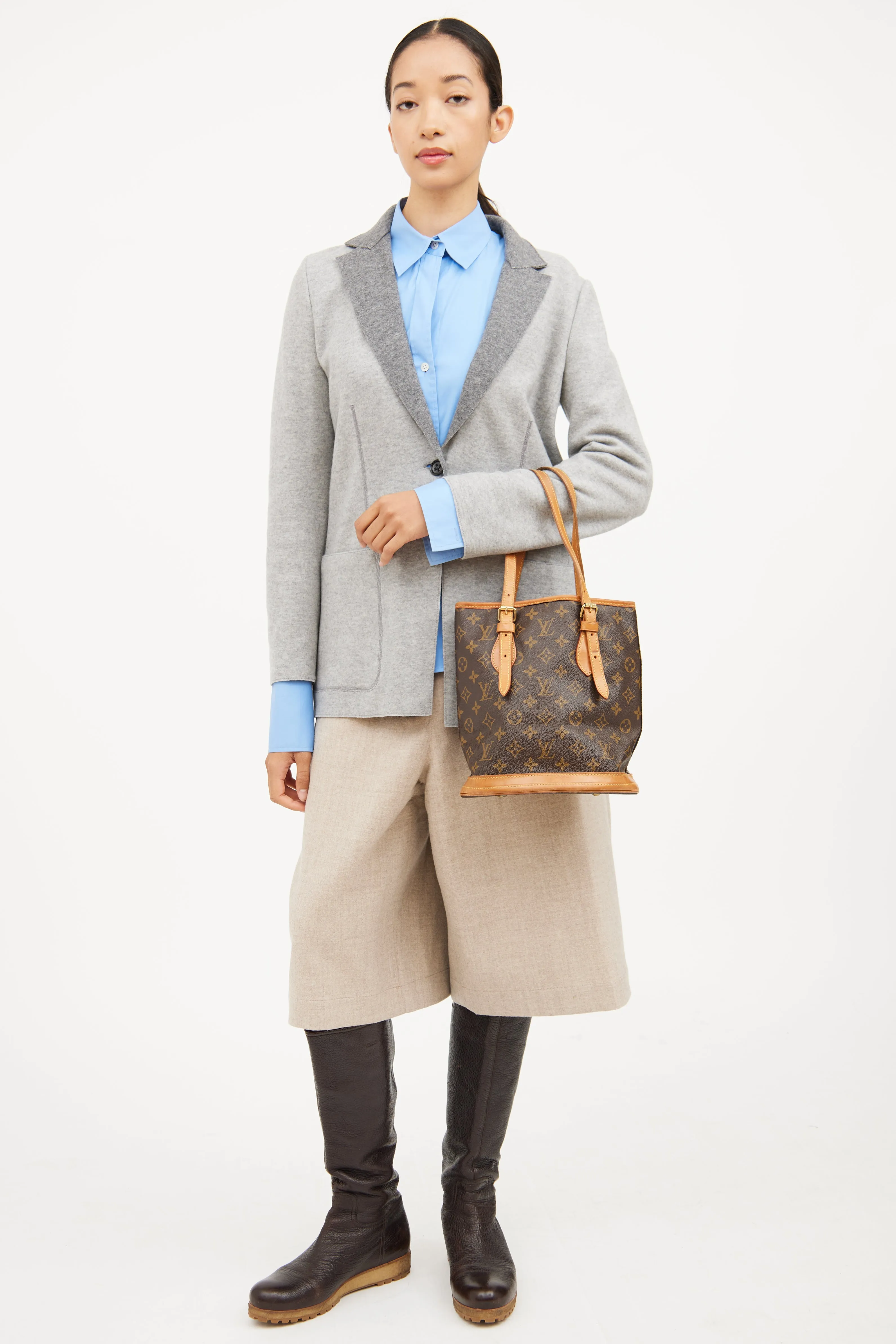 1993 Brown Monogram Petit Bucket Bag
