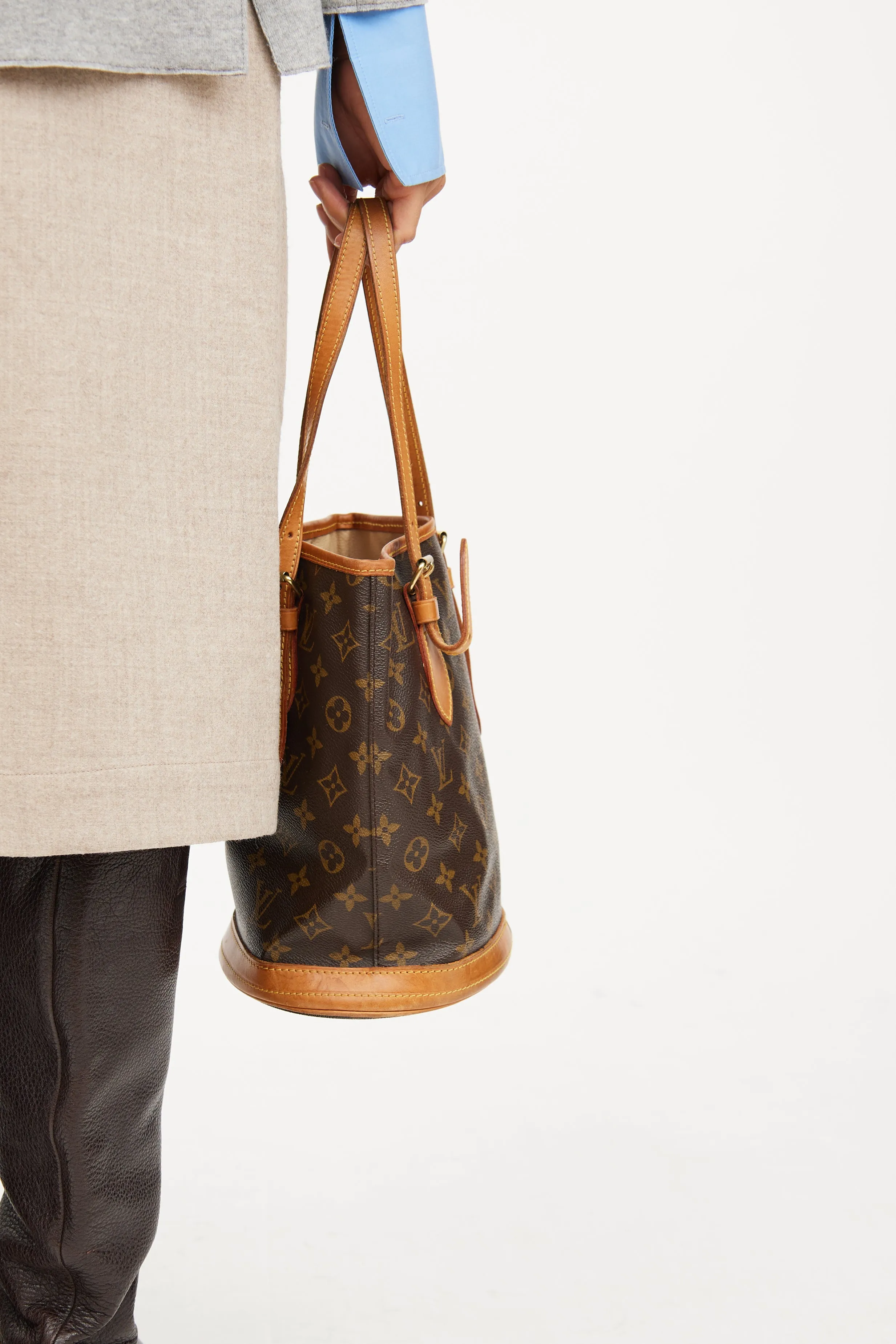1993 Brown Monogram Petit Bucket Bag