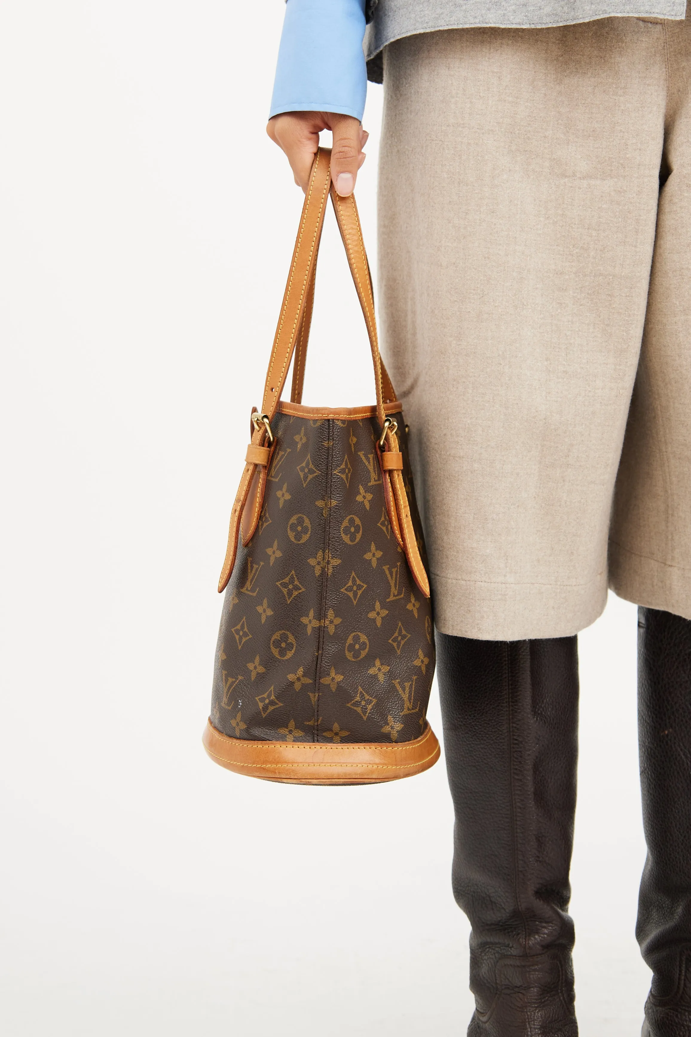 1993 Brown Monogram Petit Bucket Bag