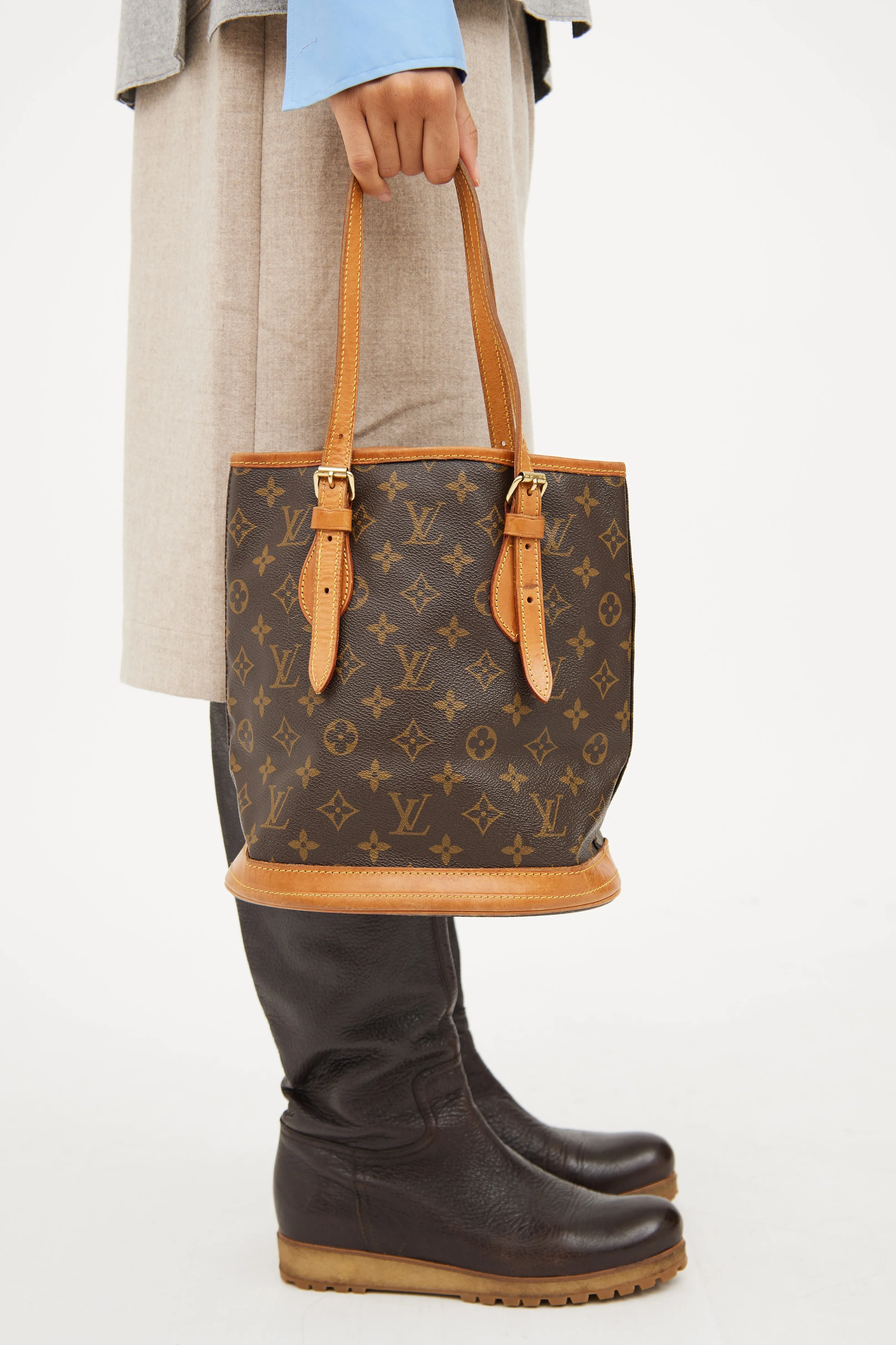 1993 Brown Monogram Petit Bucket Bag