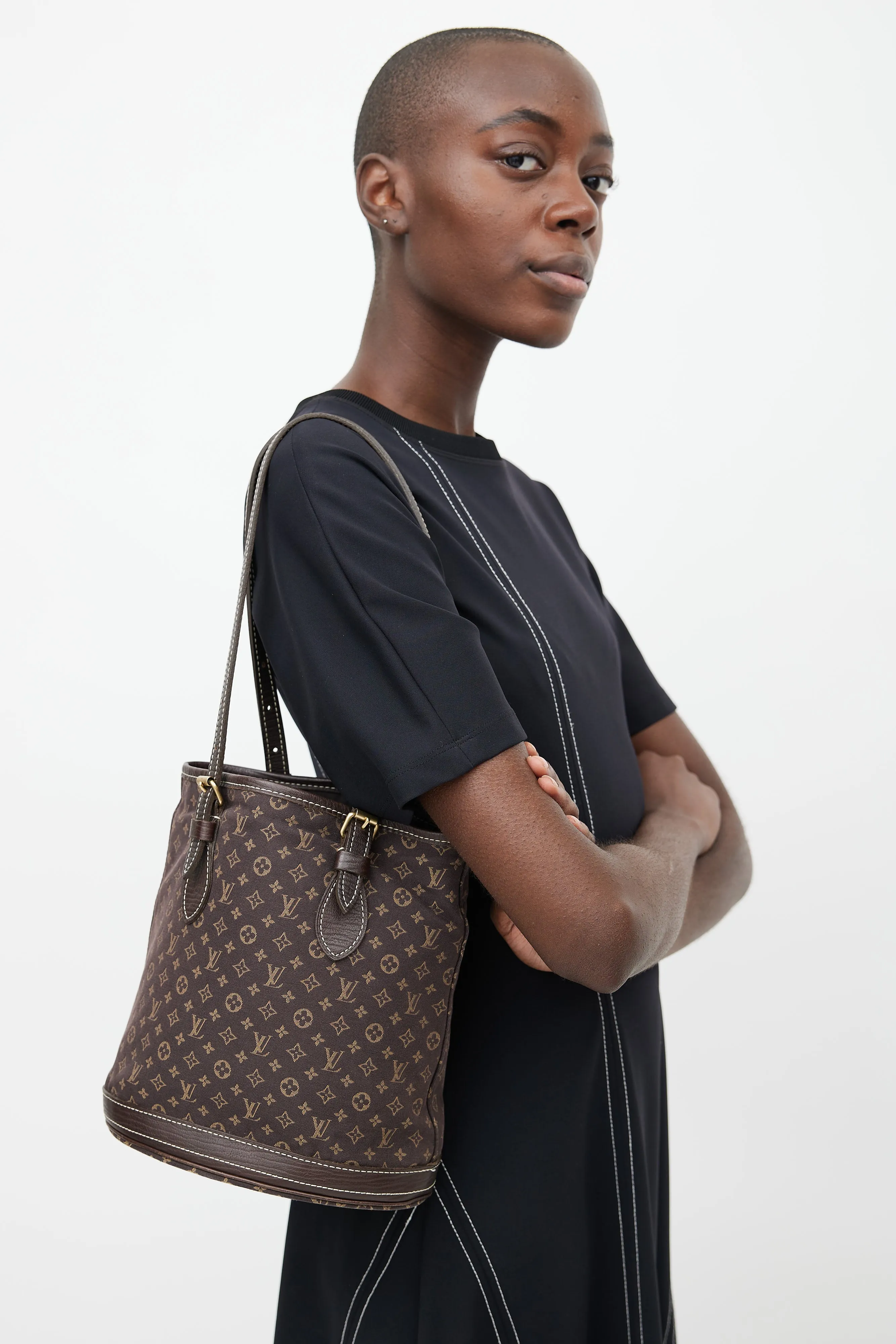 2006 Brown Ebene Monogram Mini Lin Petit Bucket Bag