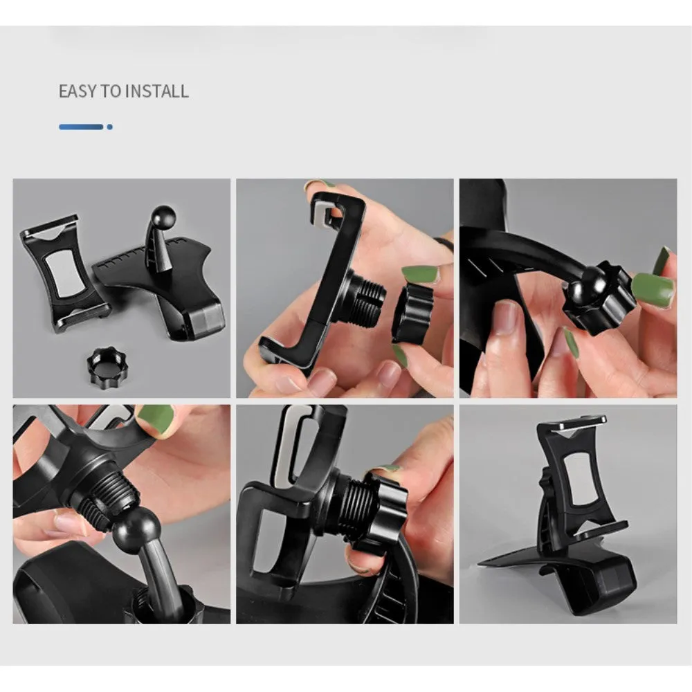 3 in 1 Car GPS Smartphone Holder: Dashboard / Visor Clamp   AC Grid Clip for HP iPAQ Data Messenger - Black