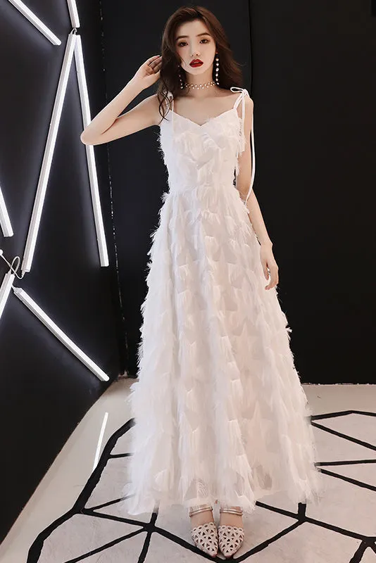 A-Line Sweet Spaghetti Straps Long Prom Dresses, Evening Dress