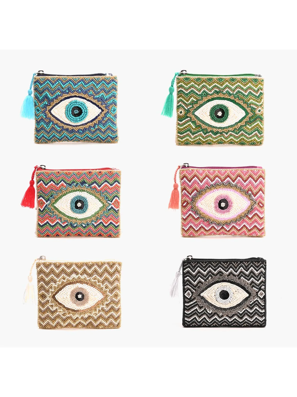 AMERICA AND BEYOND GRECIAN NIGHTS EMBELLISHED EVIL EYE COIN BAG