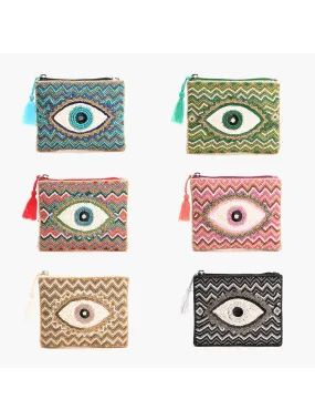 AMERICA AND BEYOND GRECIAN NIGHTS EMBELLISHED EVIL EYE COIN BAG