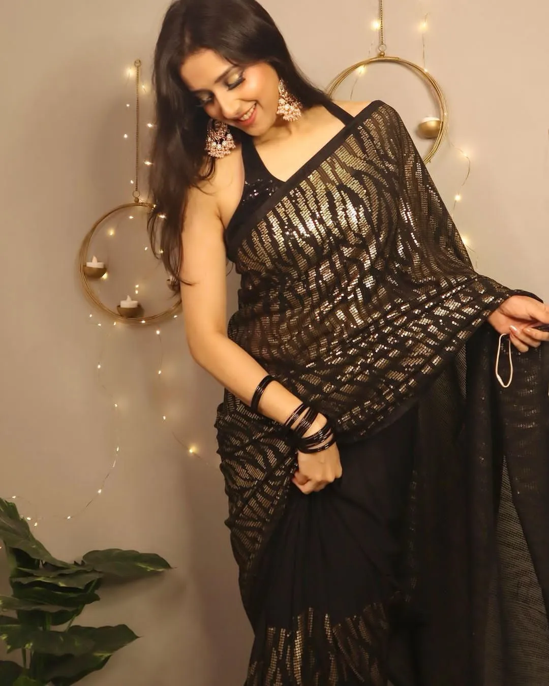 Beautiful Designer Soft Georgette Sequanc Saree Design 5317