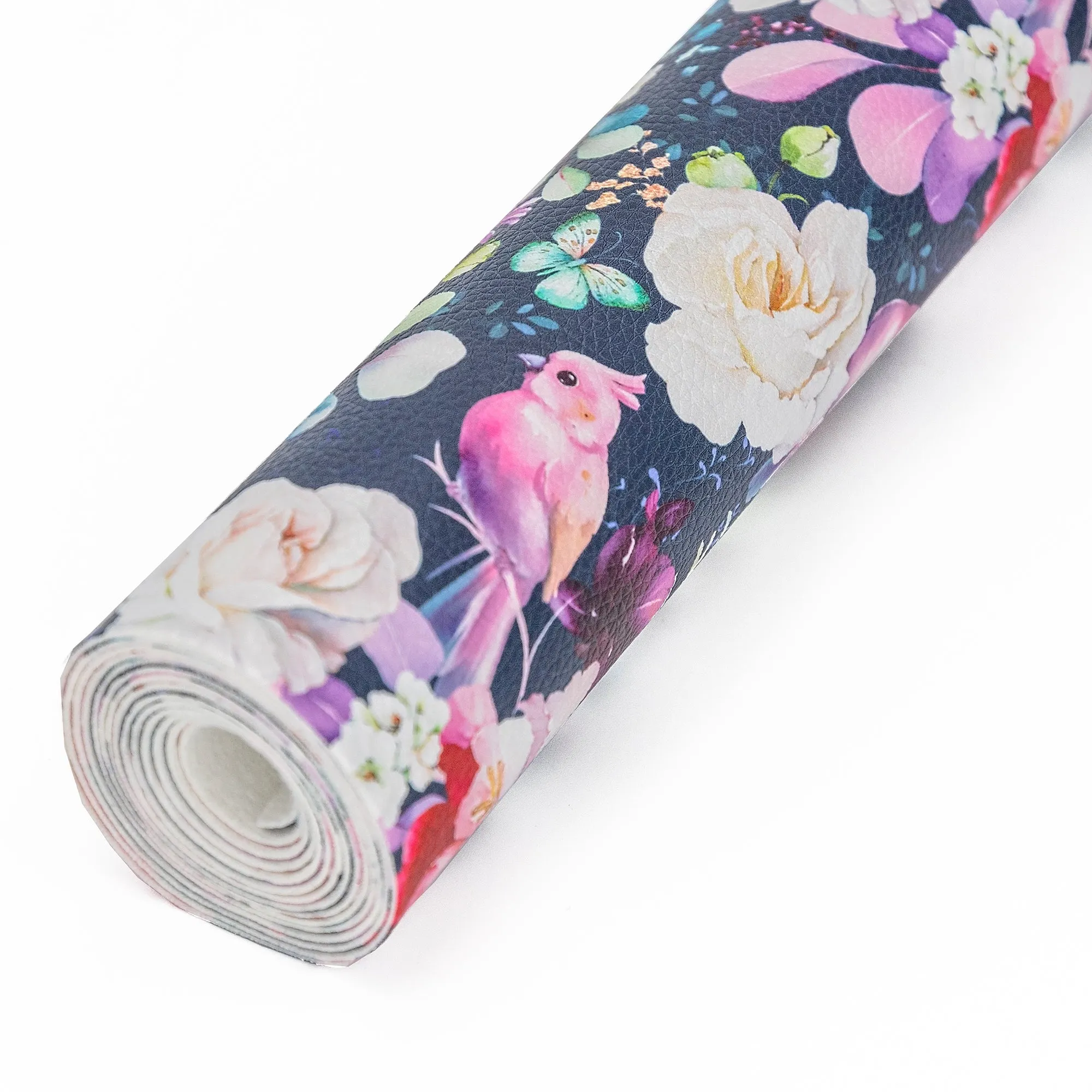 Birds & Blooms Printed Vinyl 18" x 53" Roll  | Pebble Texture