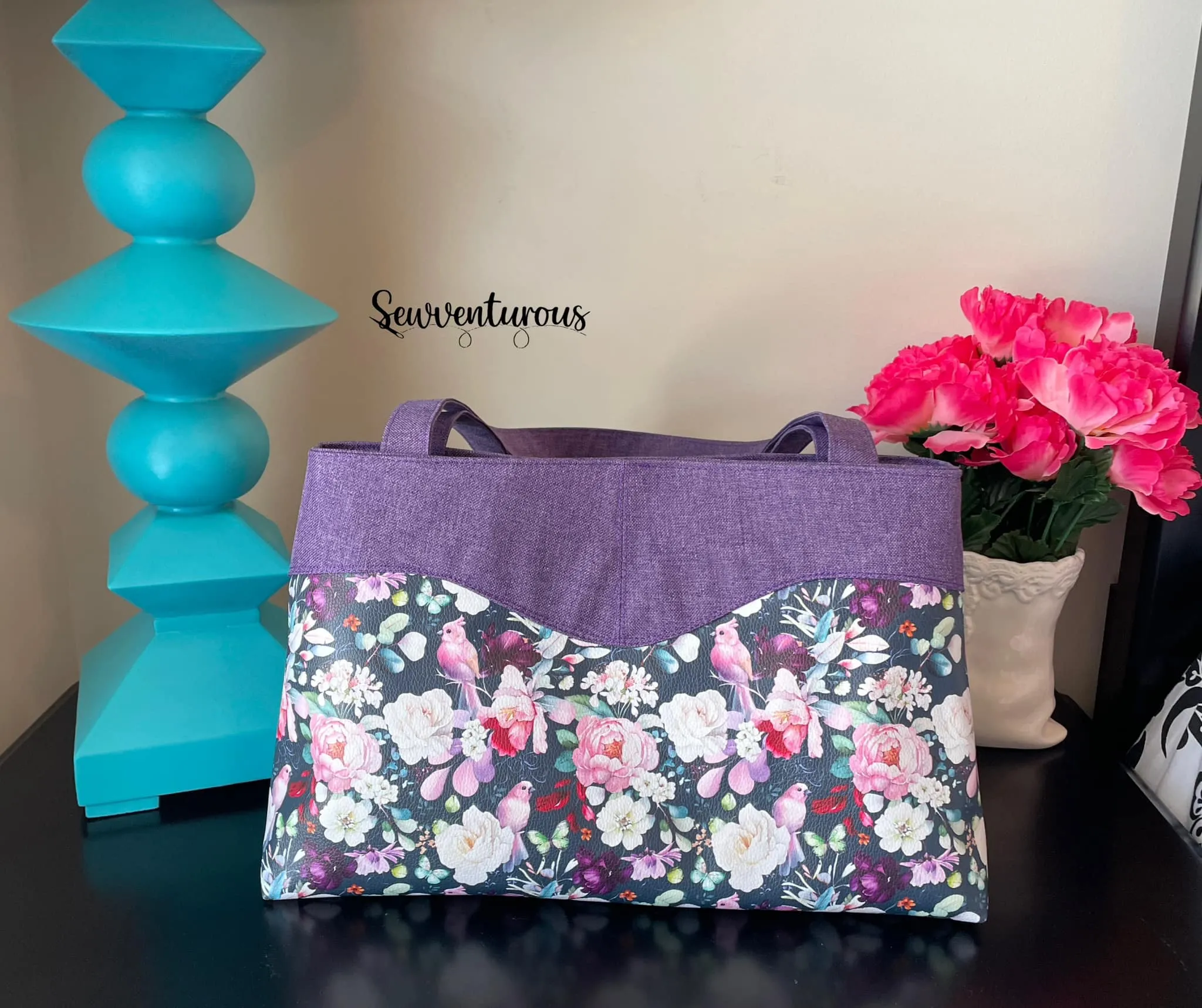 Birds & Blooms Printed Vinyl 18" x 53" Roll  | Pebble Texture