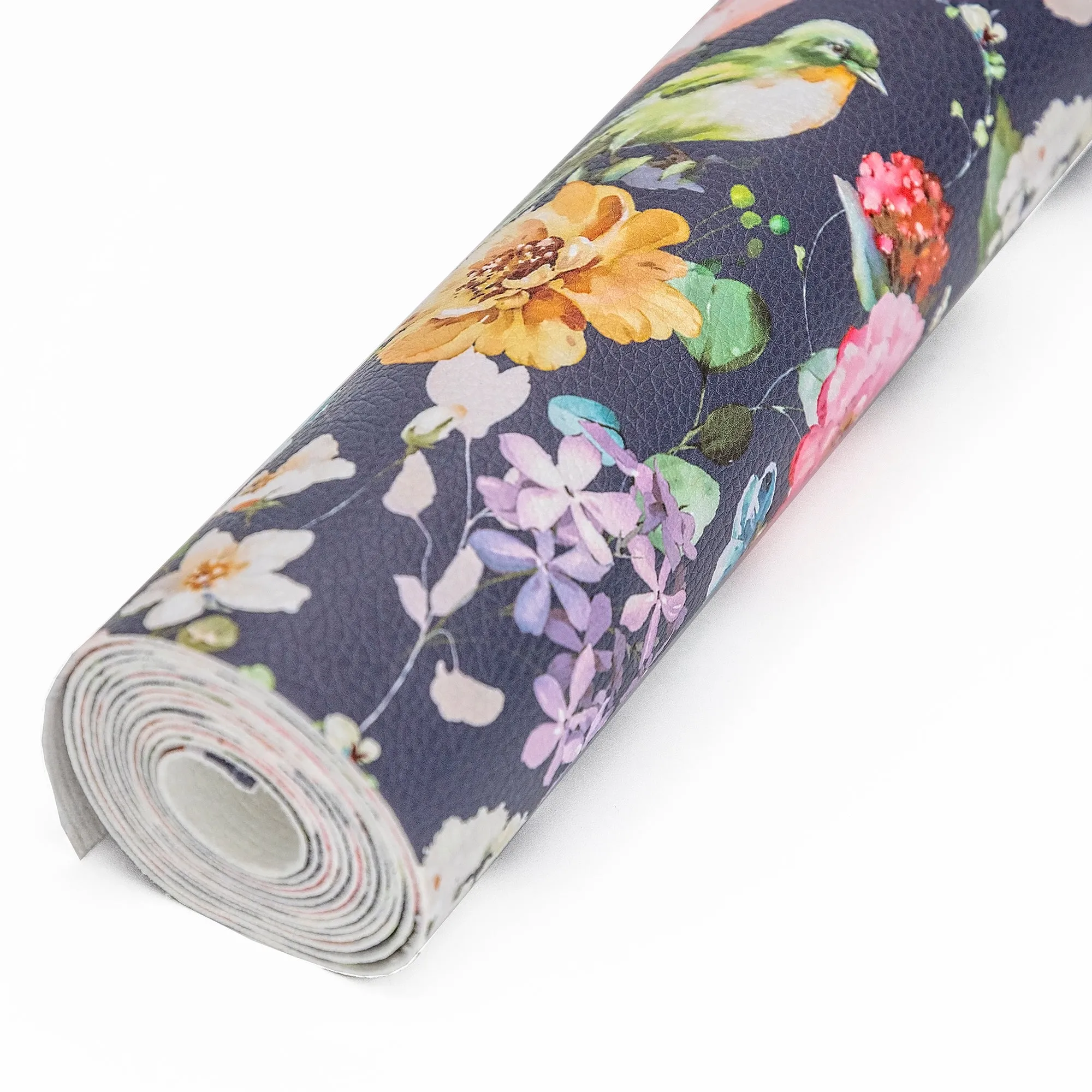 Birds Butterflies & Blooms Printed Vinyl 18" x 53" Roll  | Pebble Texture