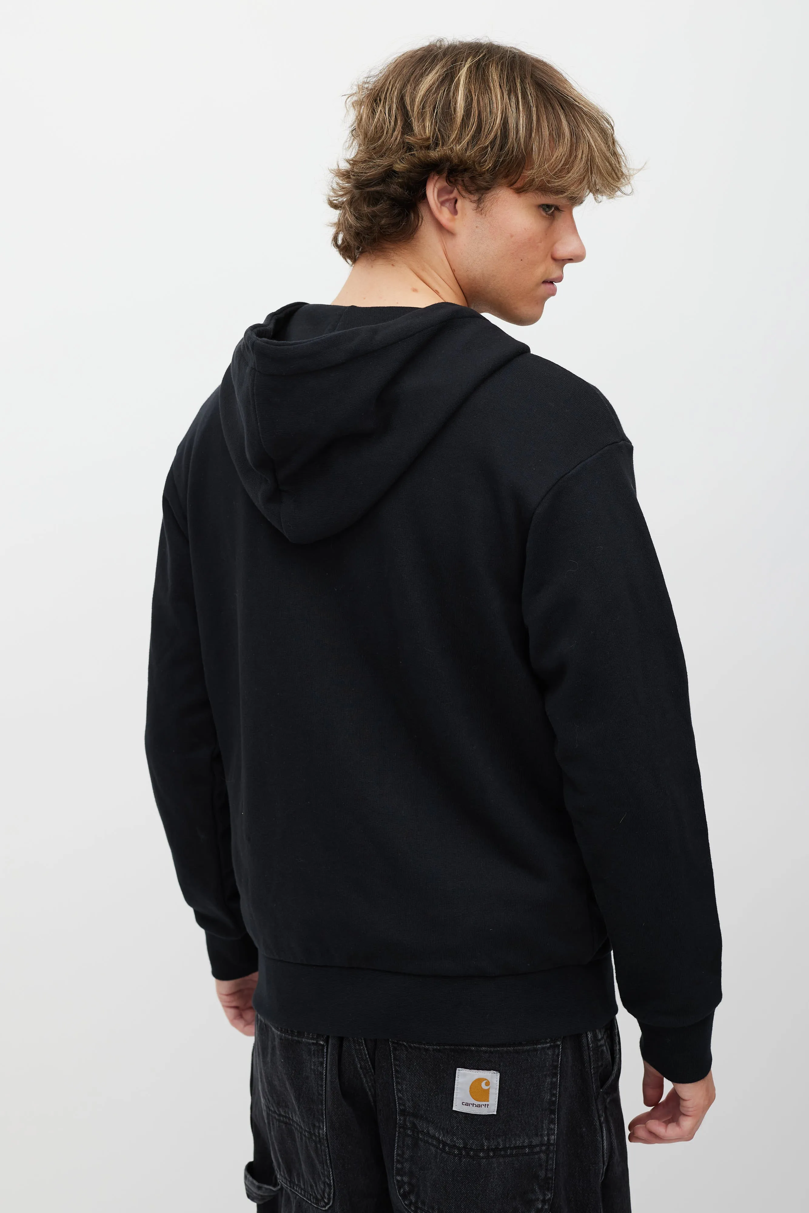Black & Gold Embellished Logo Zip Hoodie