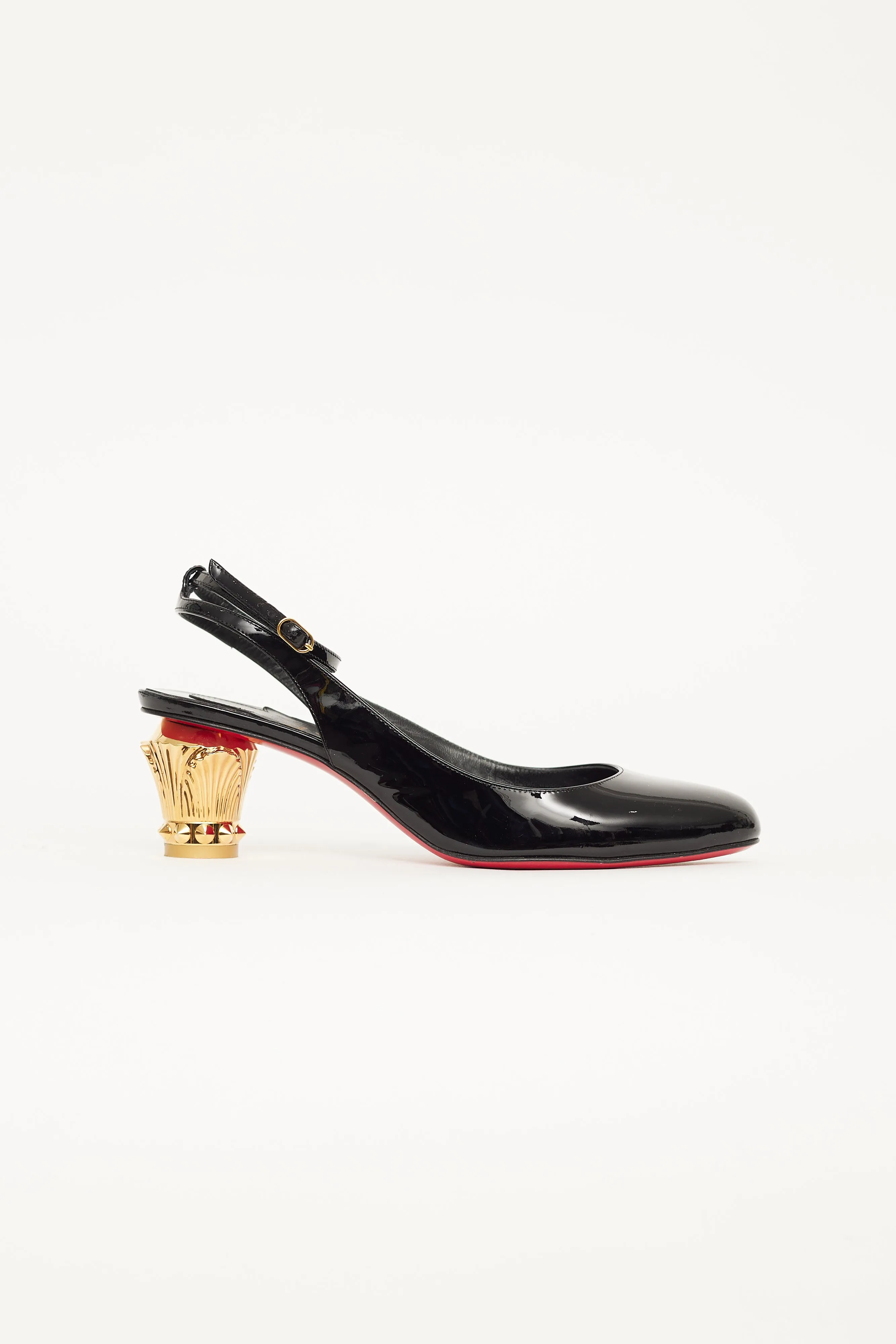 Black Patent Leather Slingback Heel