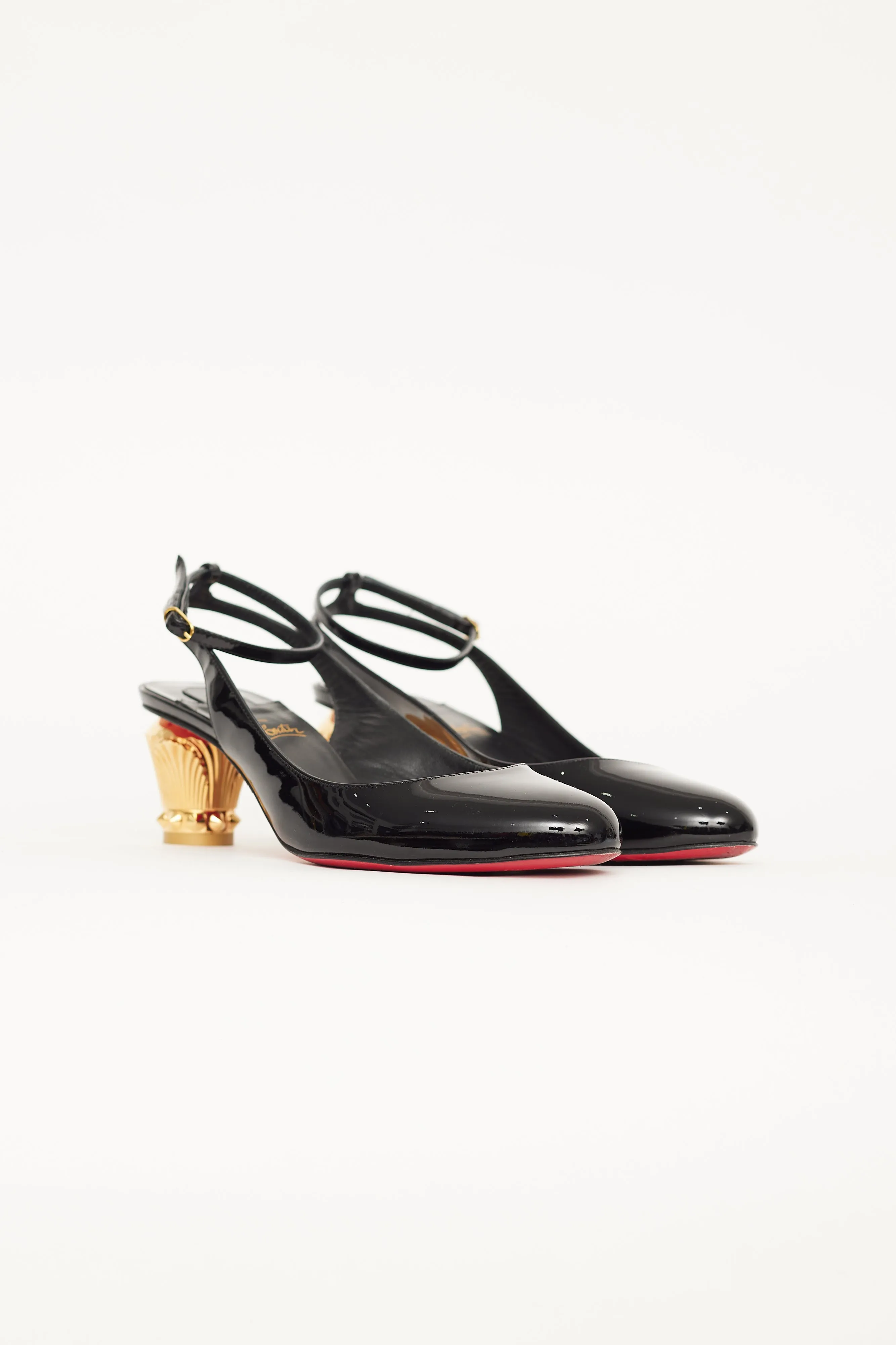 Black Patent Leather Slingback Heel