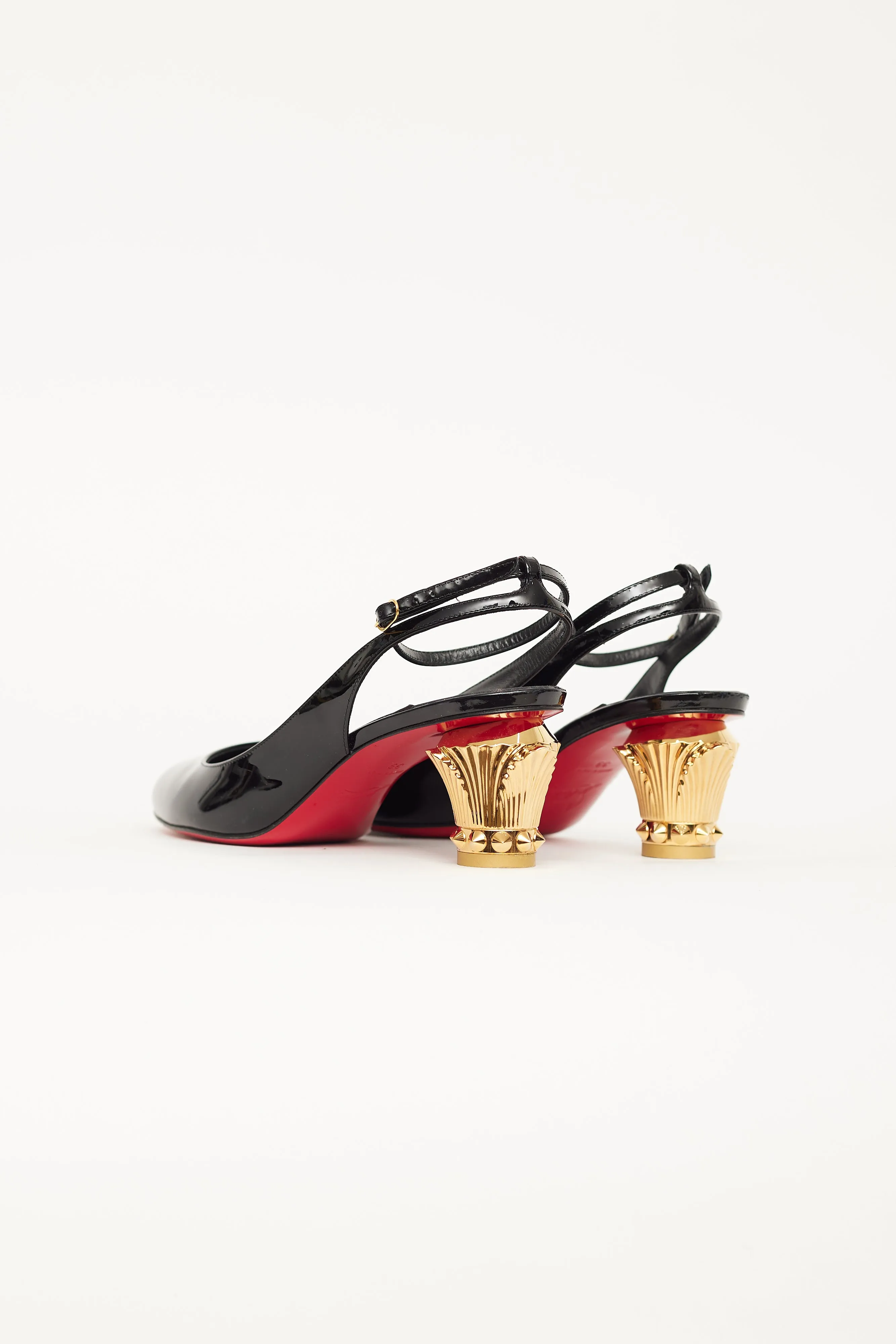 Black Patent Leather Slingback Heel