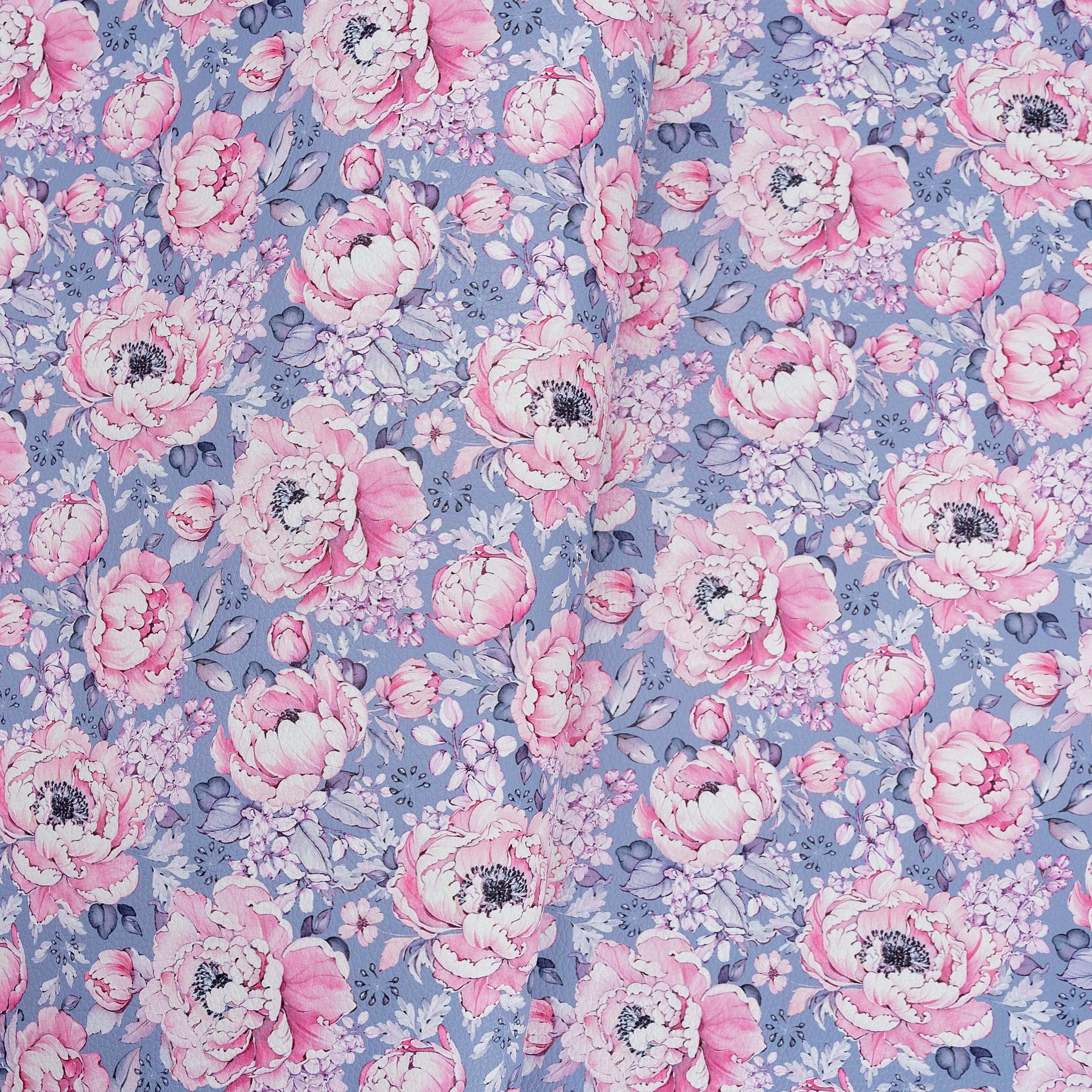 Blush Blooms Printed Vinyl 18" x 53" Roll  | Pebble Texture