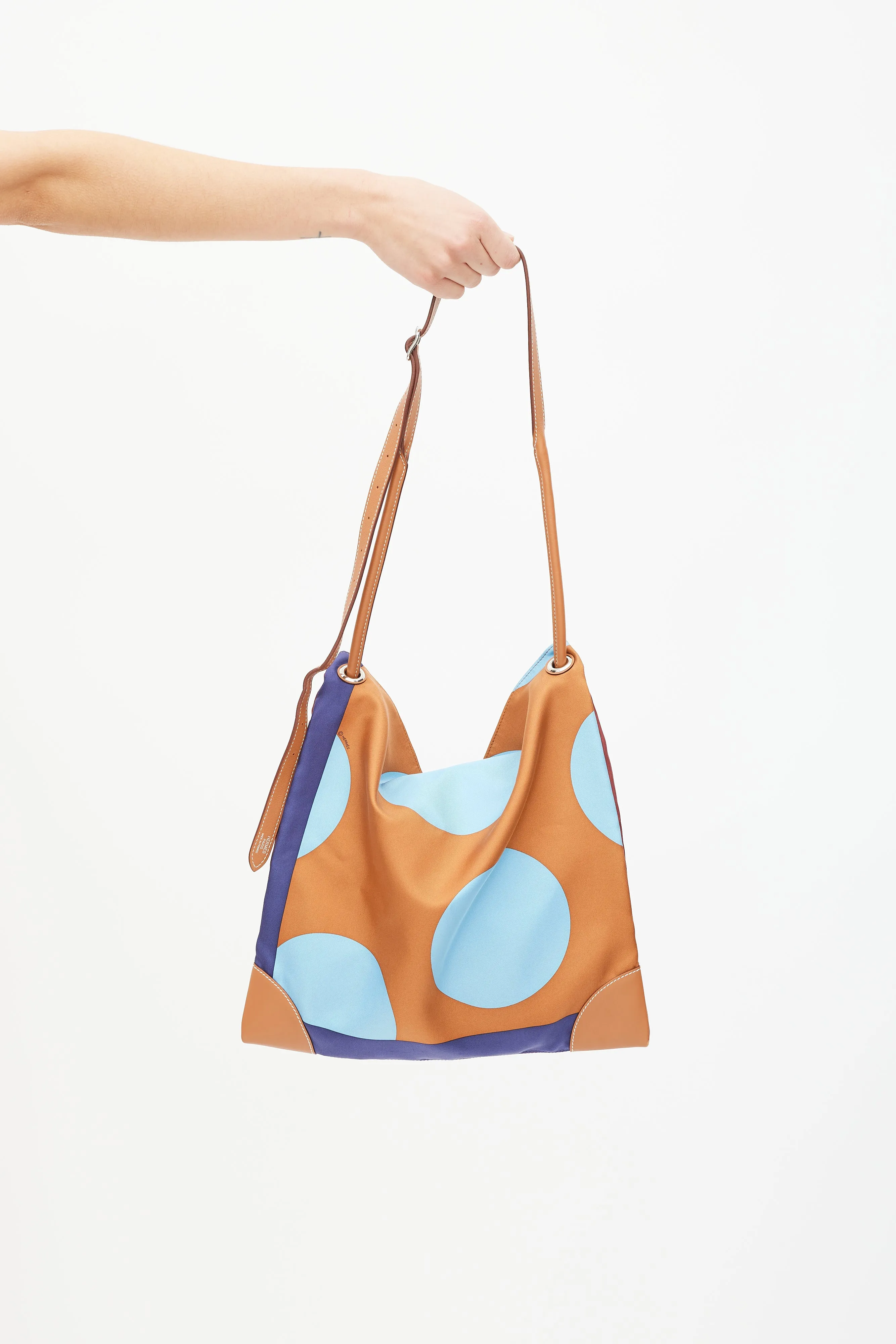 Brown & Blue Silk City Bag