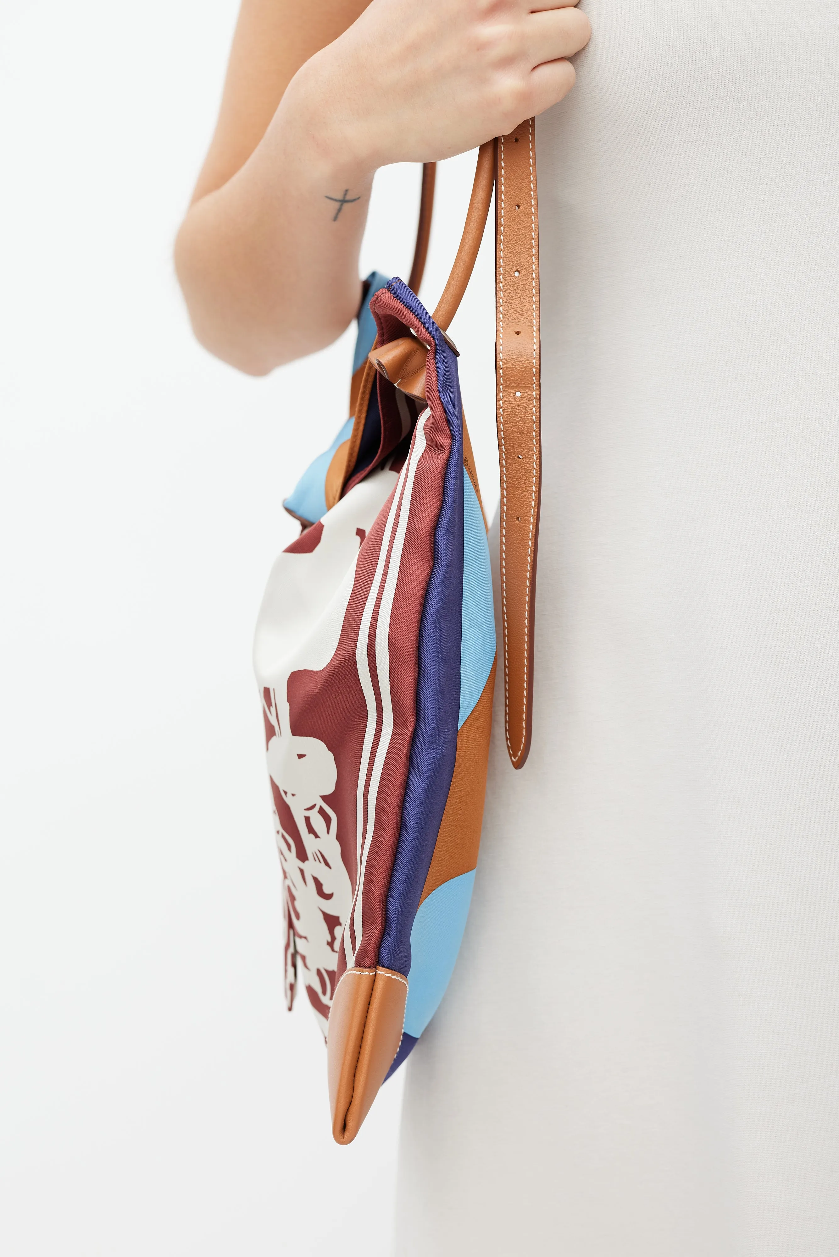 Brown & Blue Silk City Bag