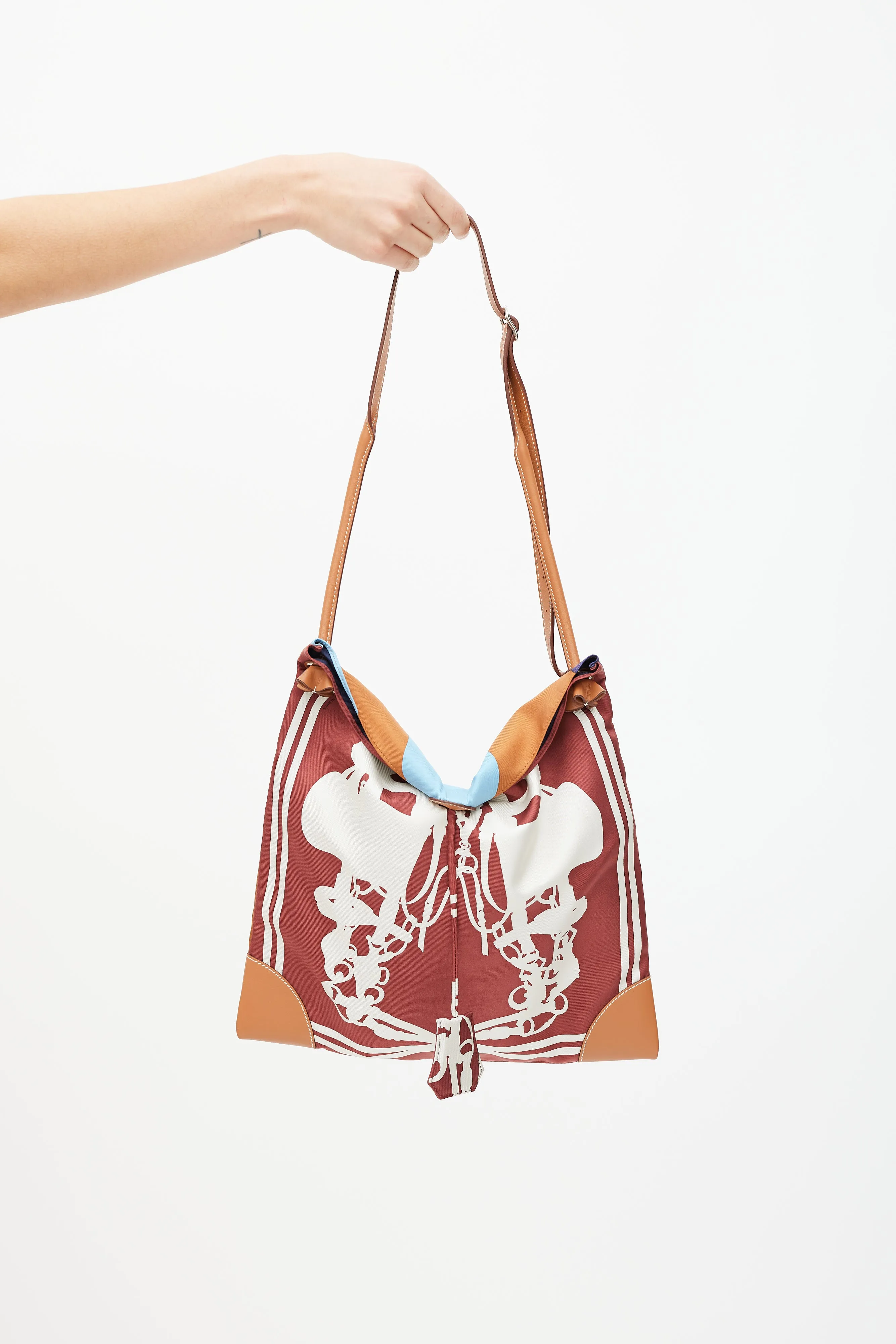 Brown & Blue Silk City Bag