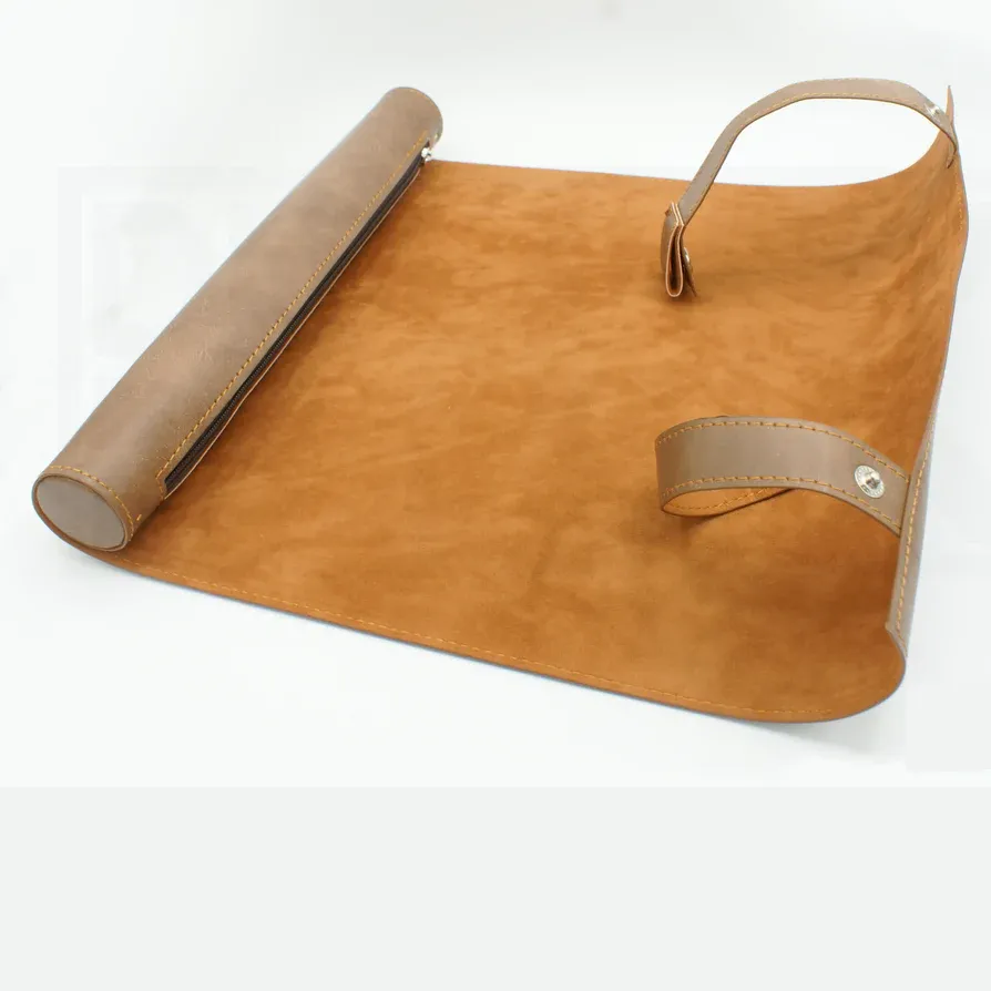 Brown Rolled Dice Mat - Leather Effect