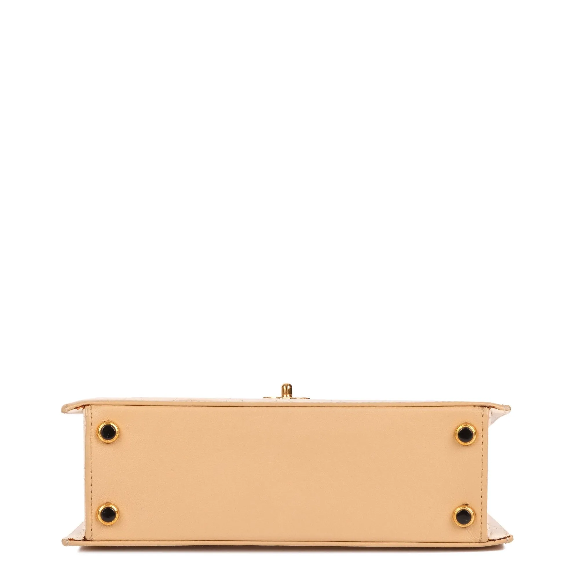 Chanel Beige & White Quilted Lambskin Vintage Mini Trapeze Classic Single Flap Bag with Pouch Shoulder Bag