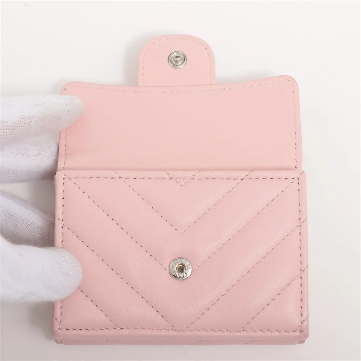 Chanel Chevron Compact Wallet Light Pink