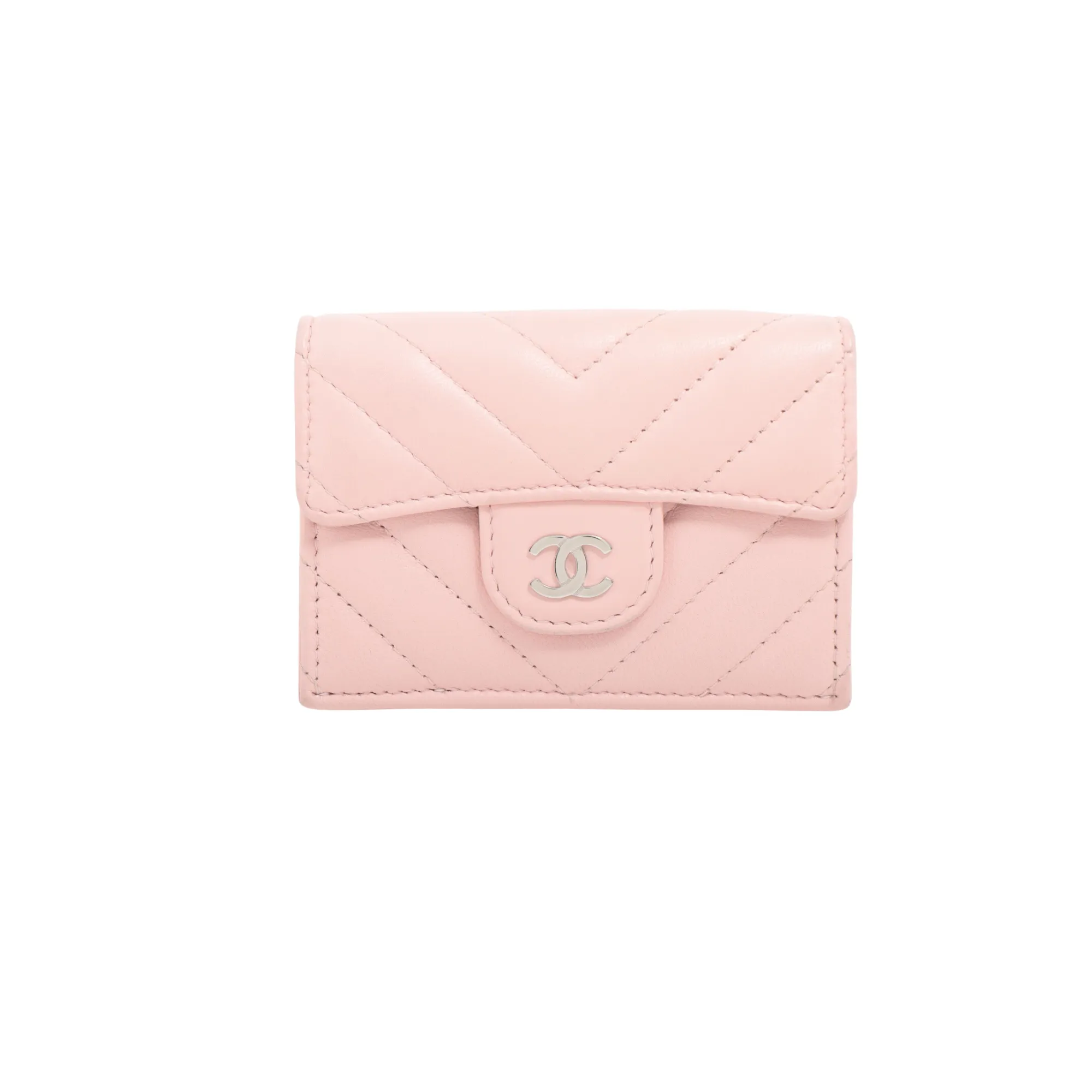 Chanel Chevron Compact Wallet Light Pink