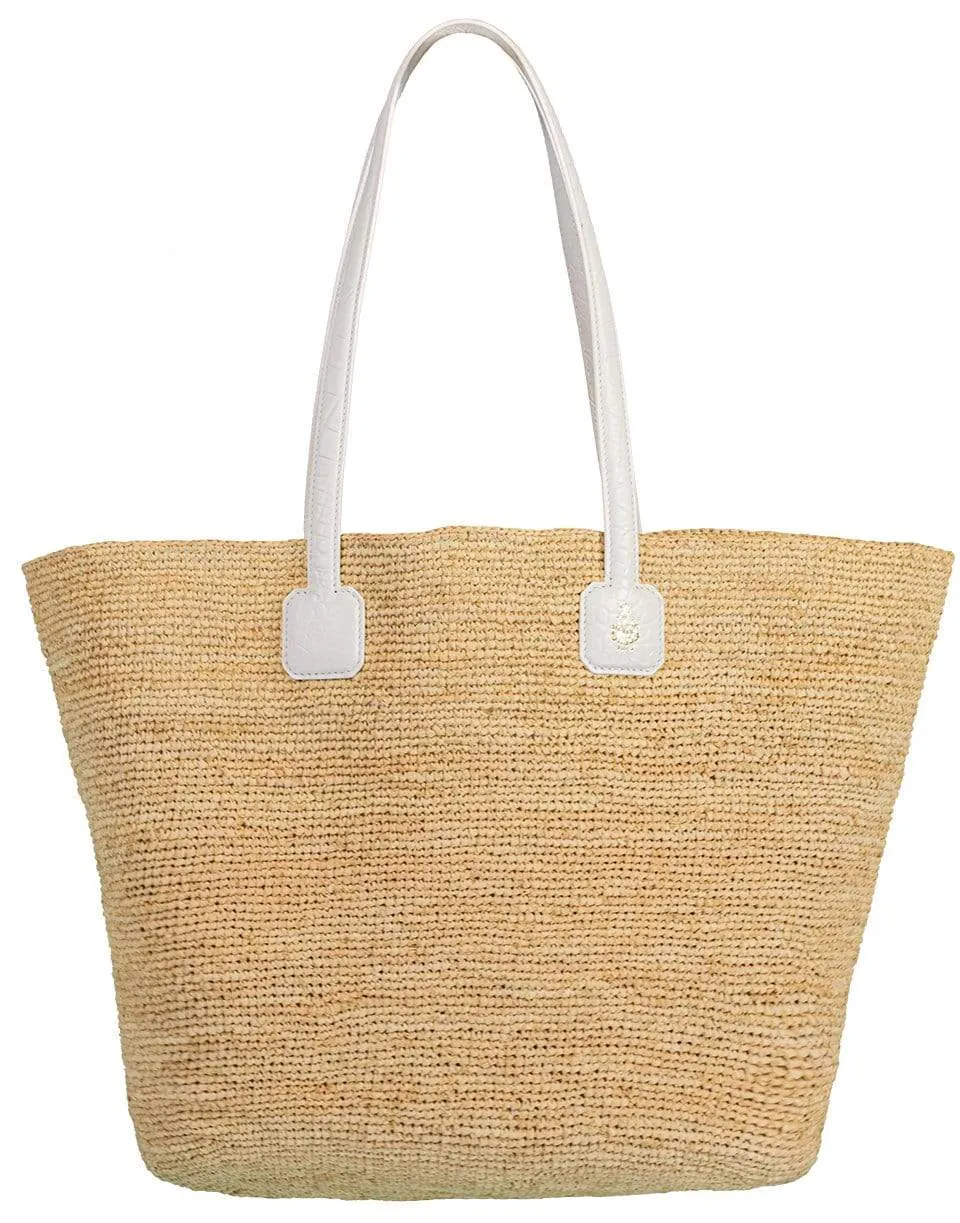 Côte d'Azur Raffia & Leather Tote Bag