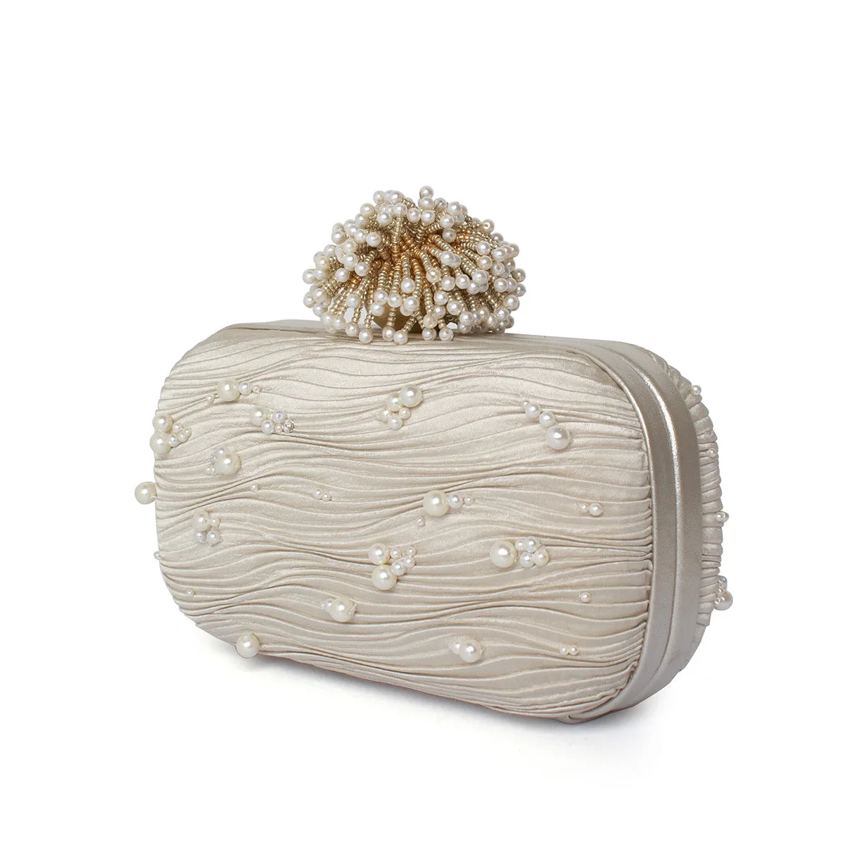 DAHLIA ON PEARLY WAVES BOX CLUTCH