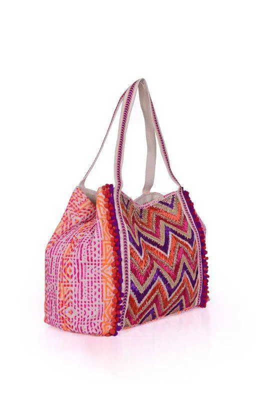 Embellished Front Tote With Laced Detail