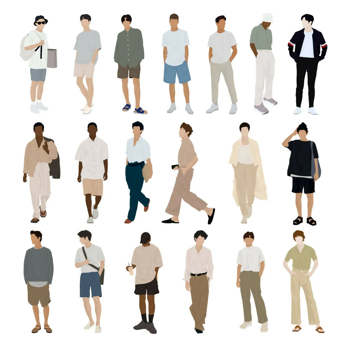 Flat Vector Men in Street Style