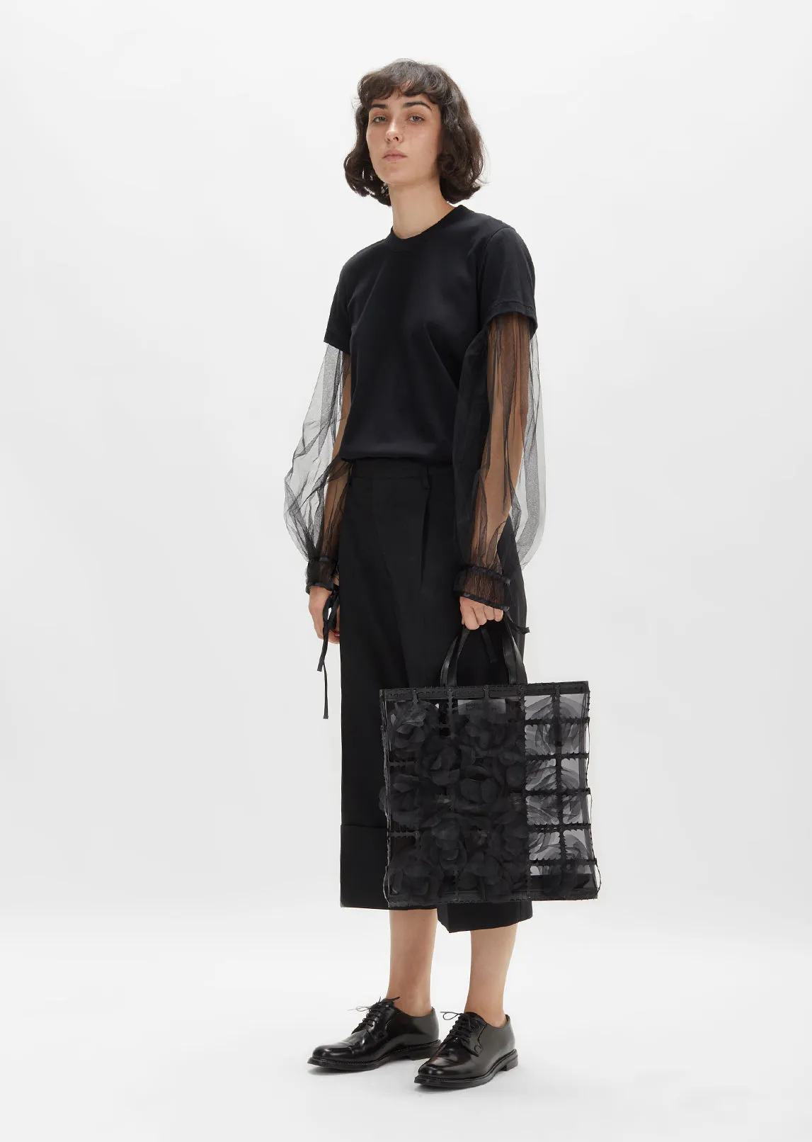 Flower Motif Organdy Tote Bag