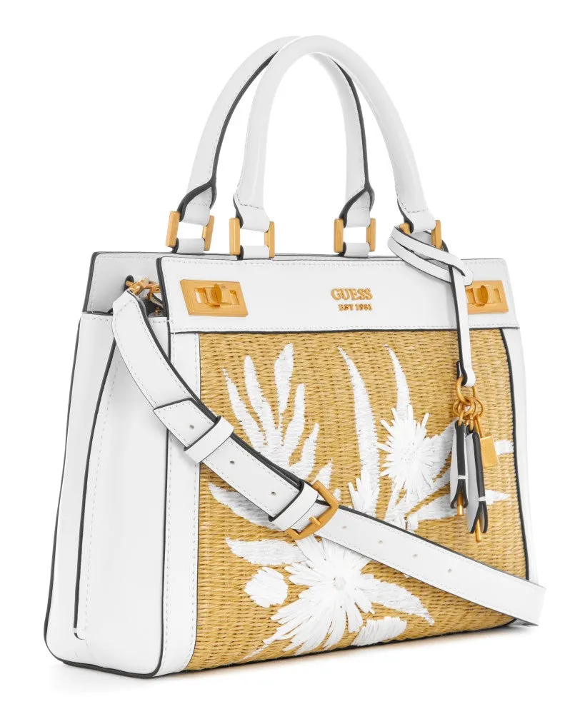 GUESS Katey Straw Luxury Satchel Handbag
