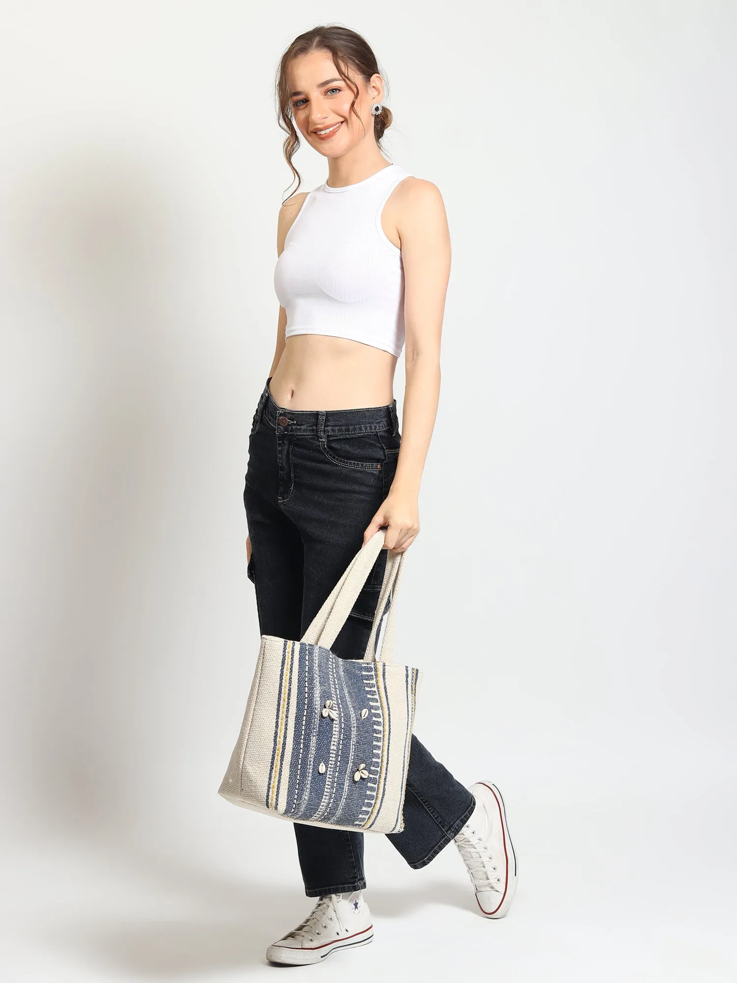 KEEM - HAND BLOCK COTTON PRINTED TOTE BAG