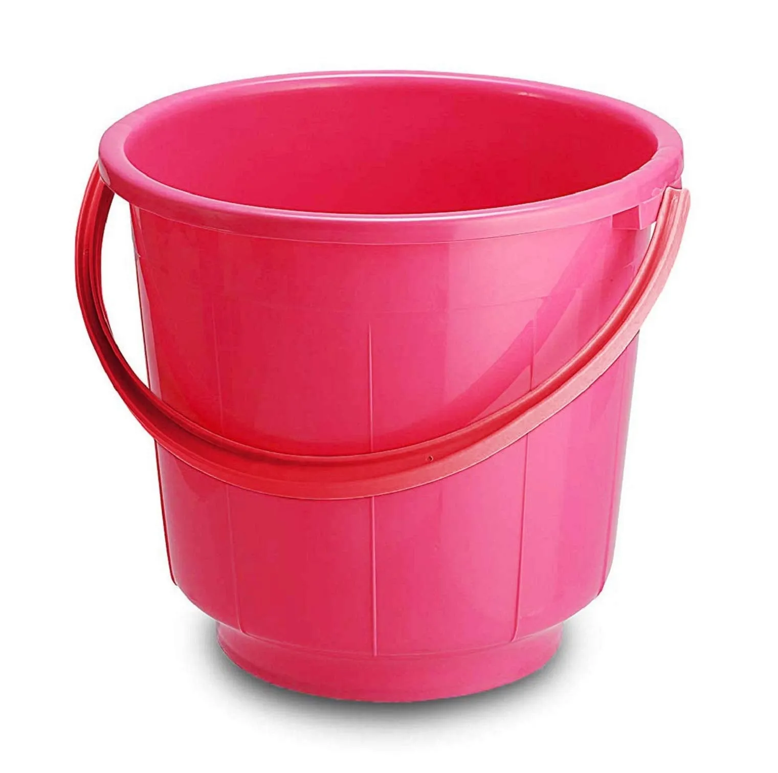 Kuber Industries 2 Pieces Unbreakable Strong Plastic Bathroom Bucket 13 LTR (Pink & Cream) -CTLTC37920