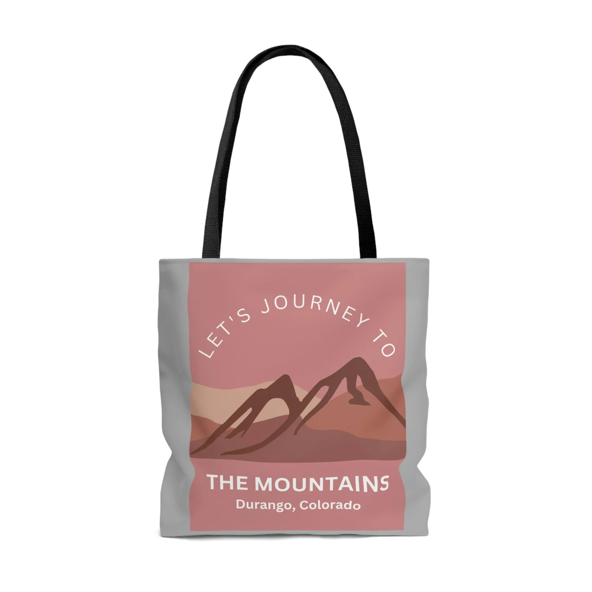 Lets Journey to the Mountains: Durango, Colorado Pink and Grey Tote Bag