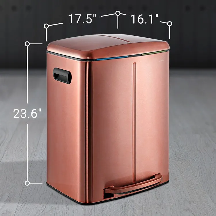 Marco Rectangular 10.5-Gallon Double Bucket Trash Can - Rose Gold