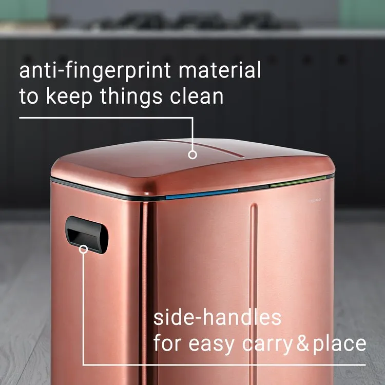Marco Rectangular 10.5-Gallon Double Bucket Trash Can - Rose Gold