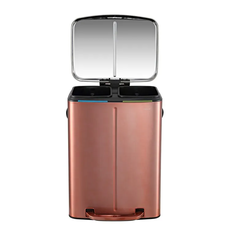 Marco Rectangular 10.5-Gallon Double Bucket Trash Can - Rose Gold