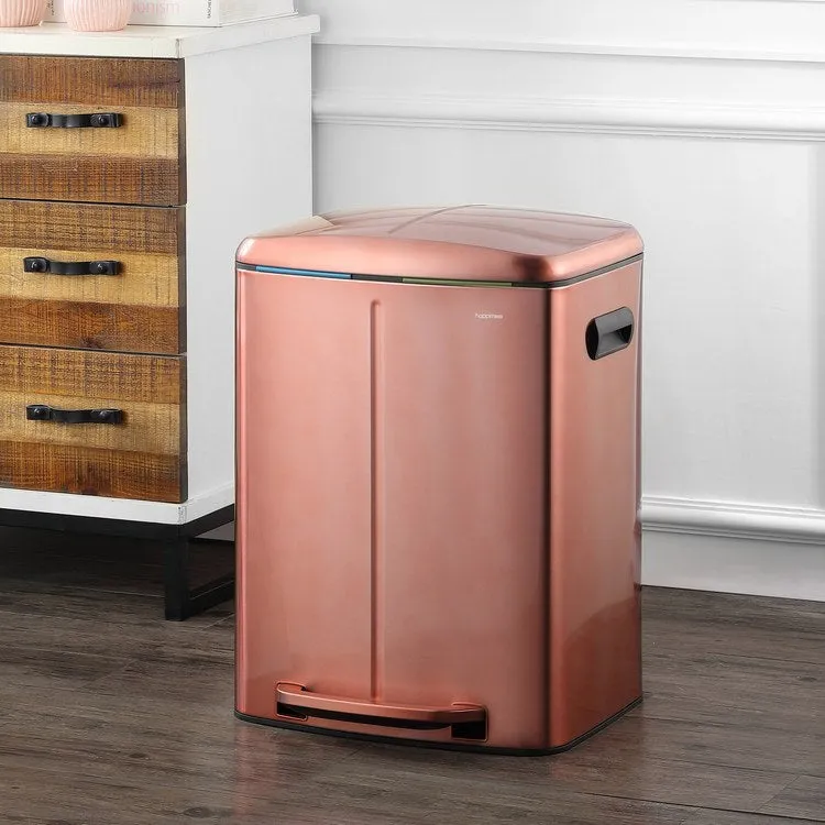 Marco Rectangular 10.5-Gallon Double Bucket Trash Can - Rose Gold