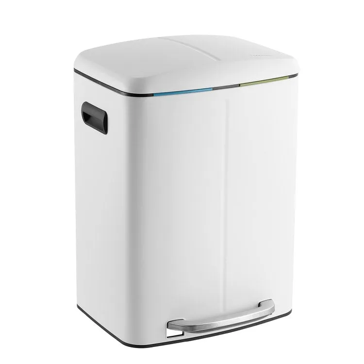 Marco Rectangular 10.5-Gallon Double Bucket Trash Can - White