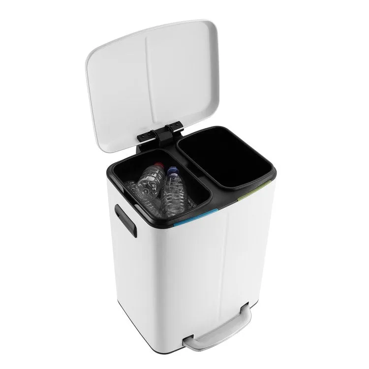 Marco Rectangular 10.5-Gallon Double Bucket Trash Can - White