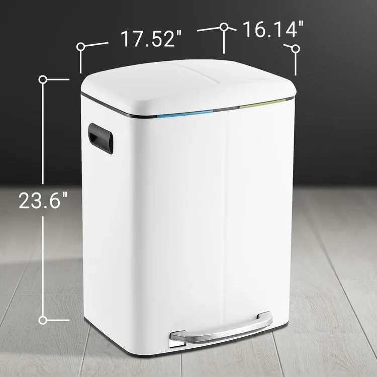 Marco Rectangular 10.5-Gallon Double Bucket Trash Can - White