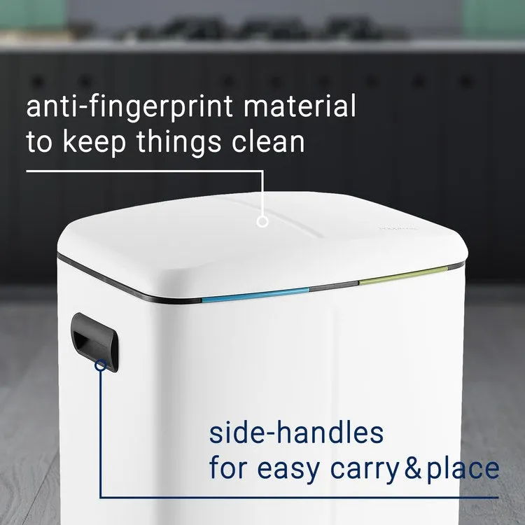 Marco Rectangular 10.5-Gallon Double Bucket Trash Can - White