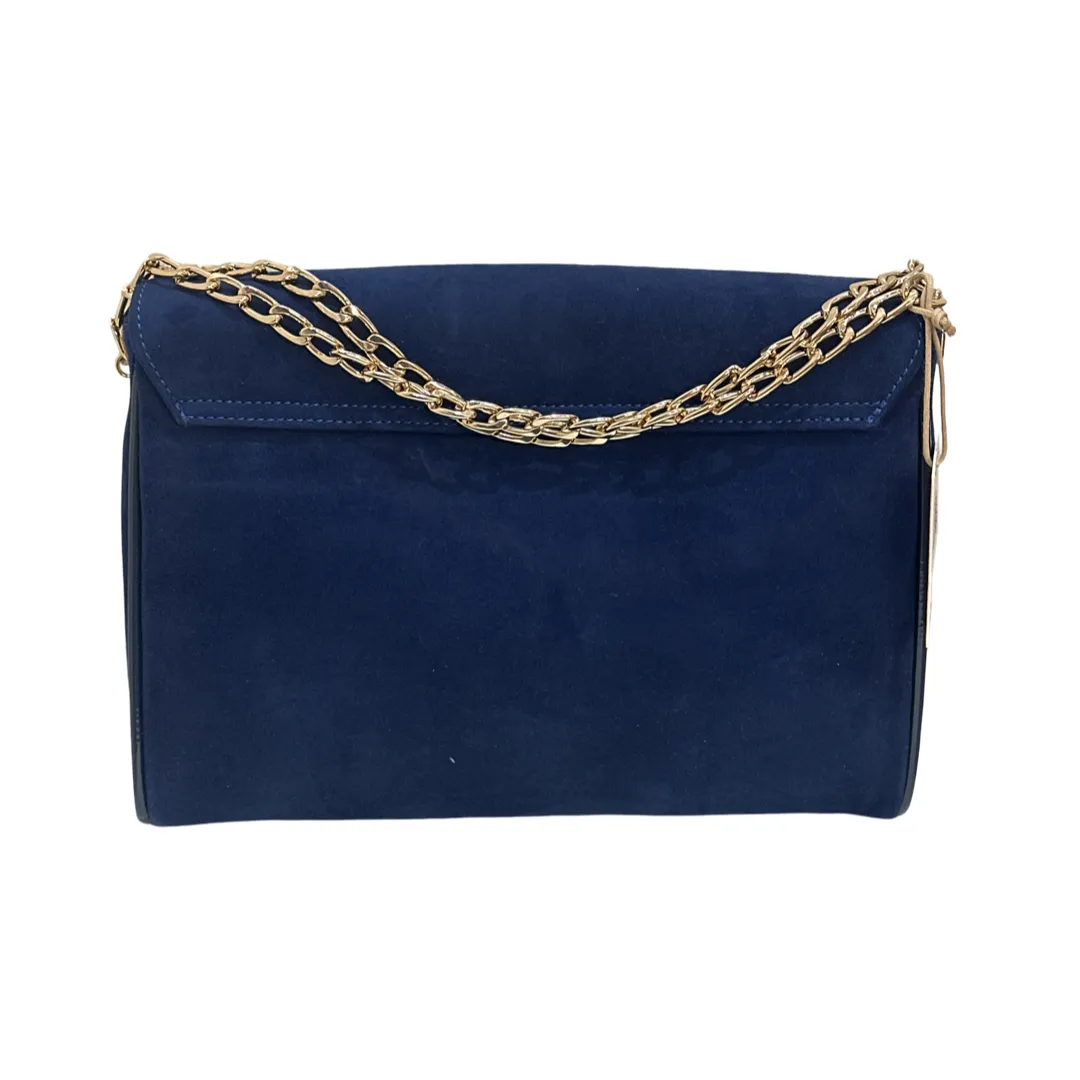 Menbur Suede Blue Oversized Clutch Bag