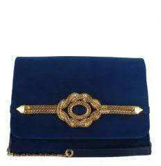 Menbur Suede Blue Oversized Clutch Bag