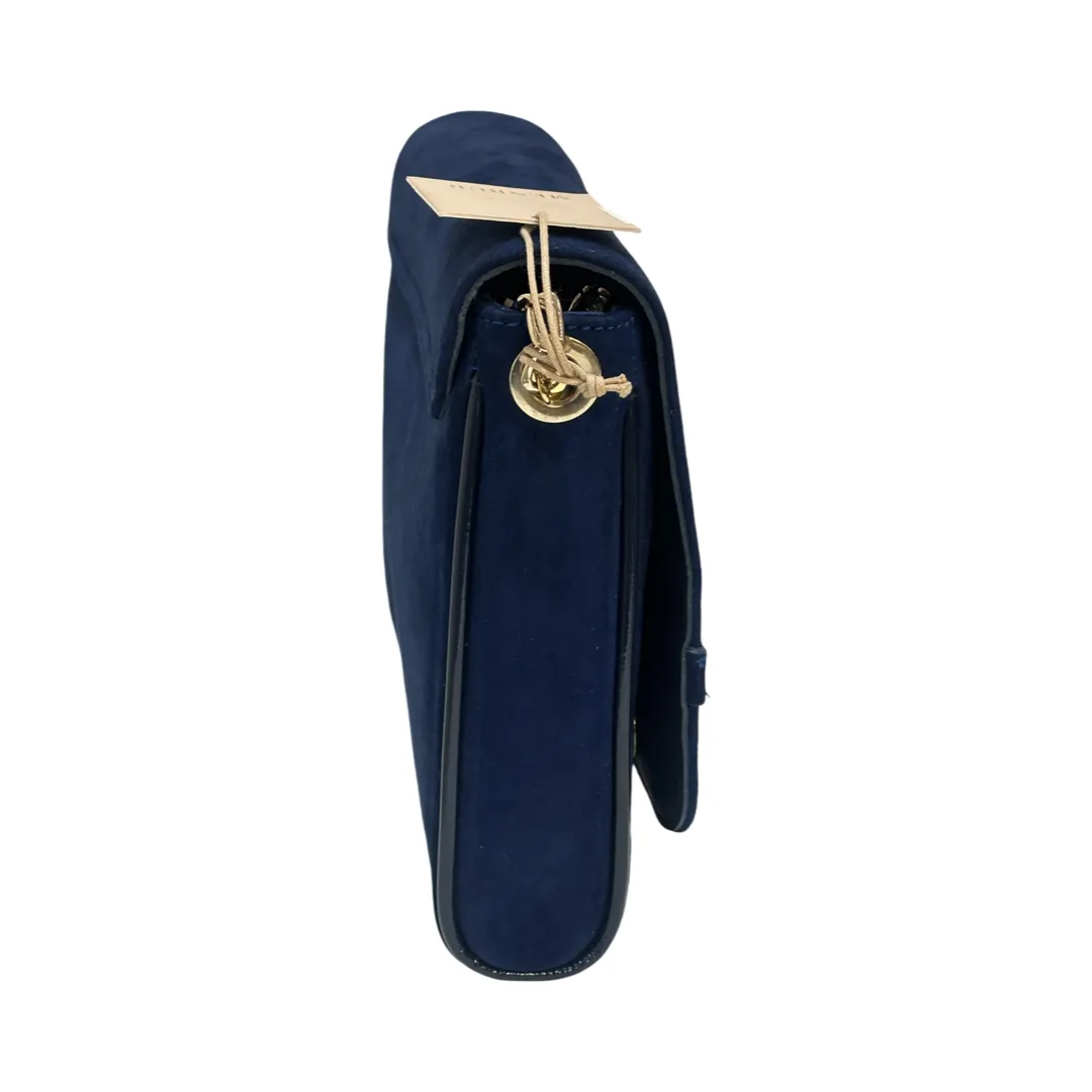Menbur Suede Blue Oversized Clutch Bag
