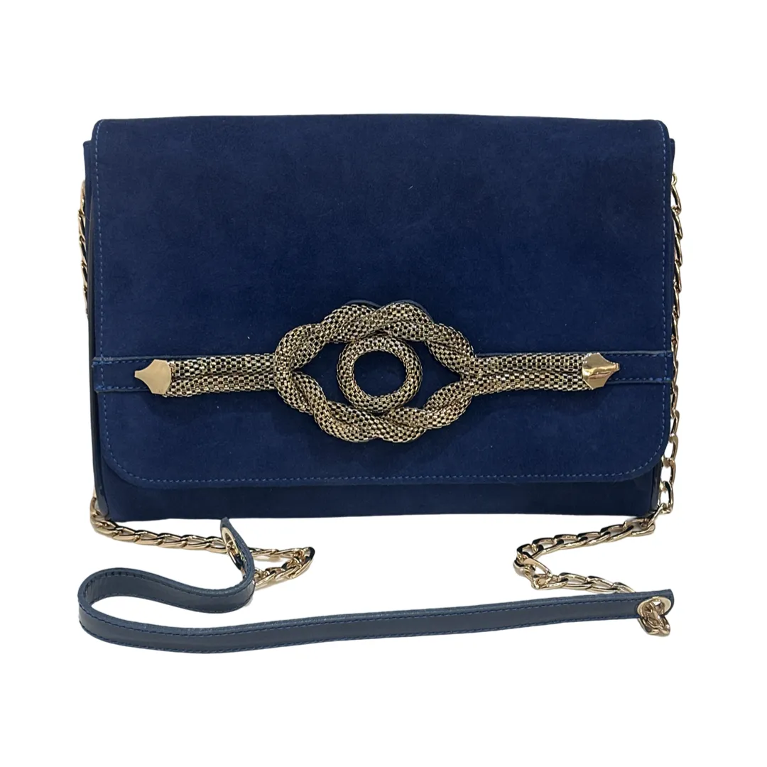 Menbur Suede Blue Oversized Clutch Bag