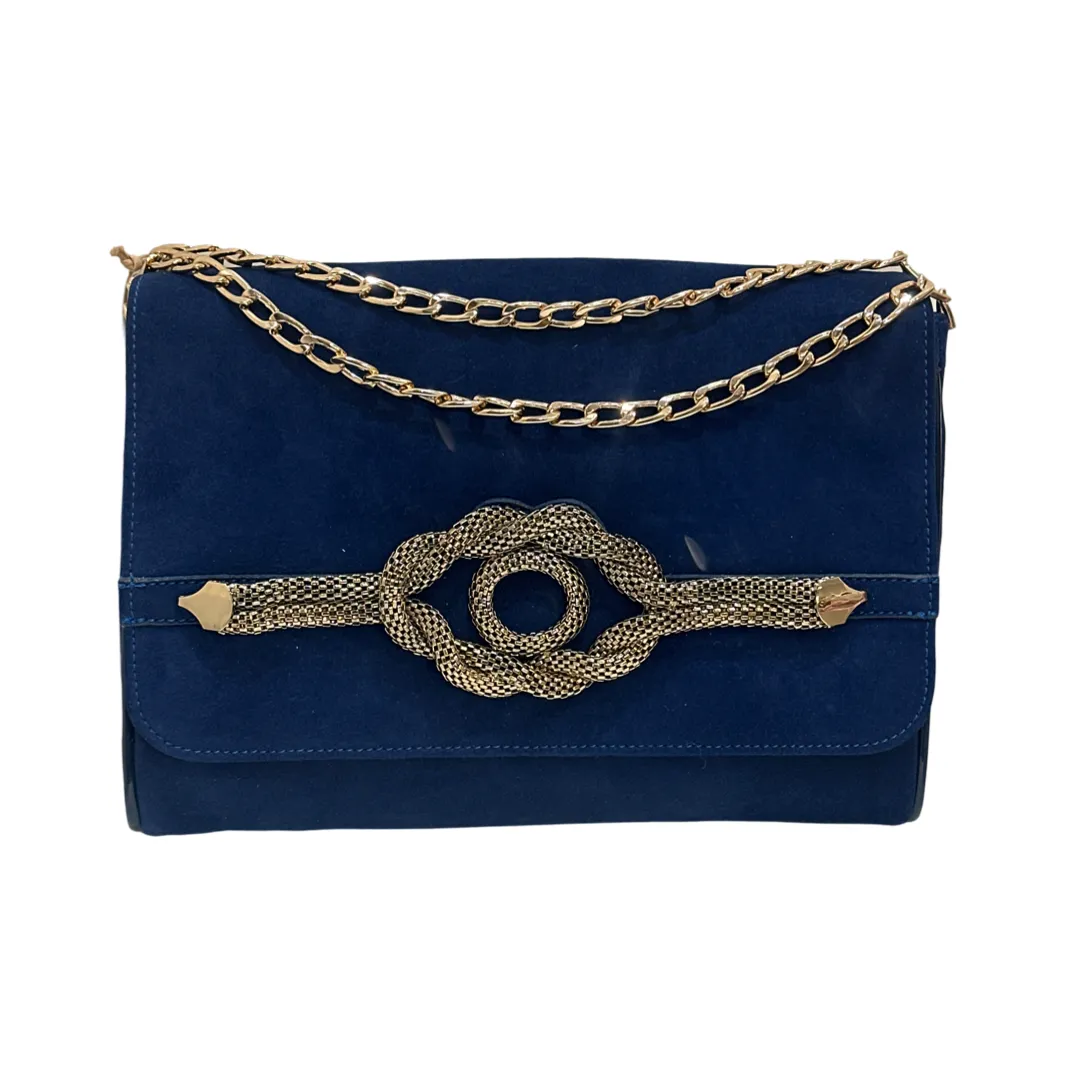 Menbur Suede Blue Oversized Clutch Bag