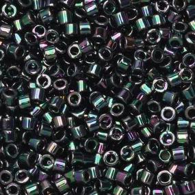 Miyuki Delica Seed Beads, 11/0 Size, #1001 Metallic Purple Green Gold Iris (2.5" Tube)