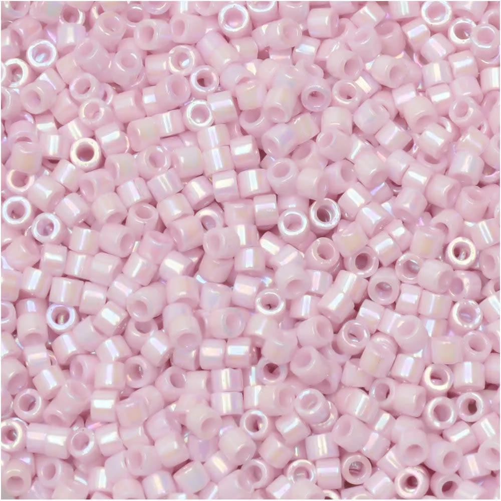 Miyuki Delica Seed Beads, 11/0 Size, #1504 Opaque Pale Rose AB (7.2 Gram Tube)